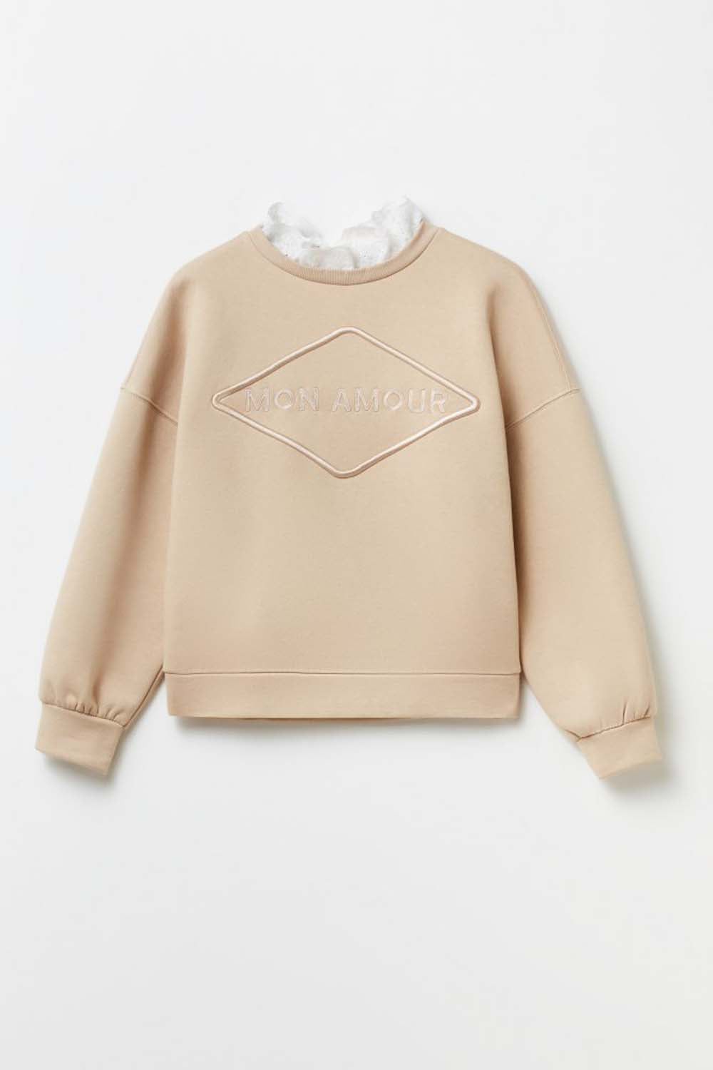 Sfera Lacy collar sweatshirt - Beige 7 Shaws Department Stores