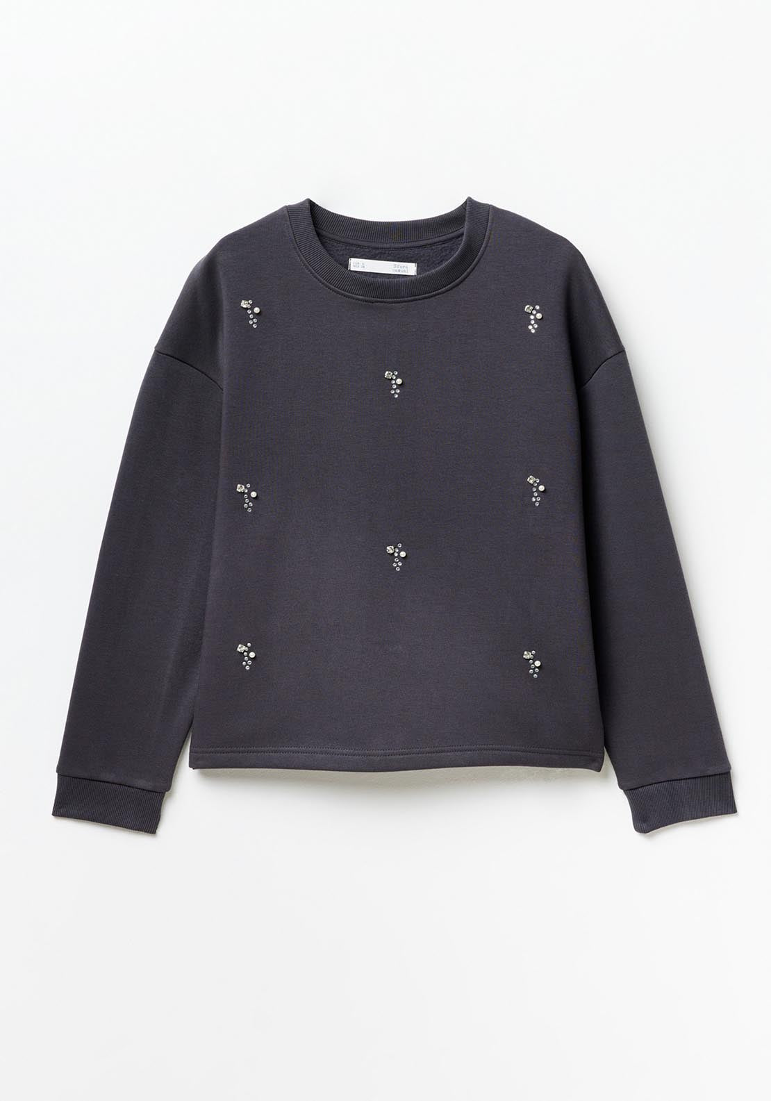 Sfera Mixed-fabric appliqués sweatshirt - Lead 5 Shaws Department Stores