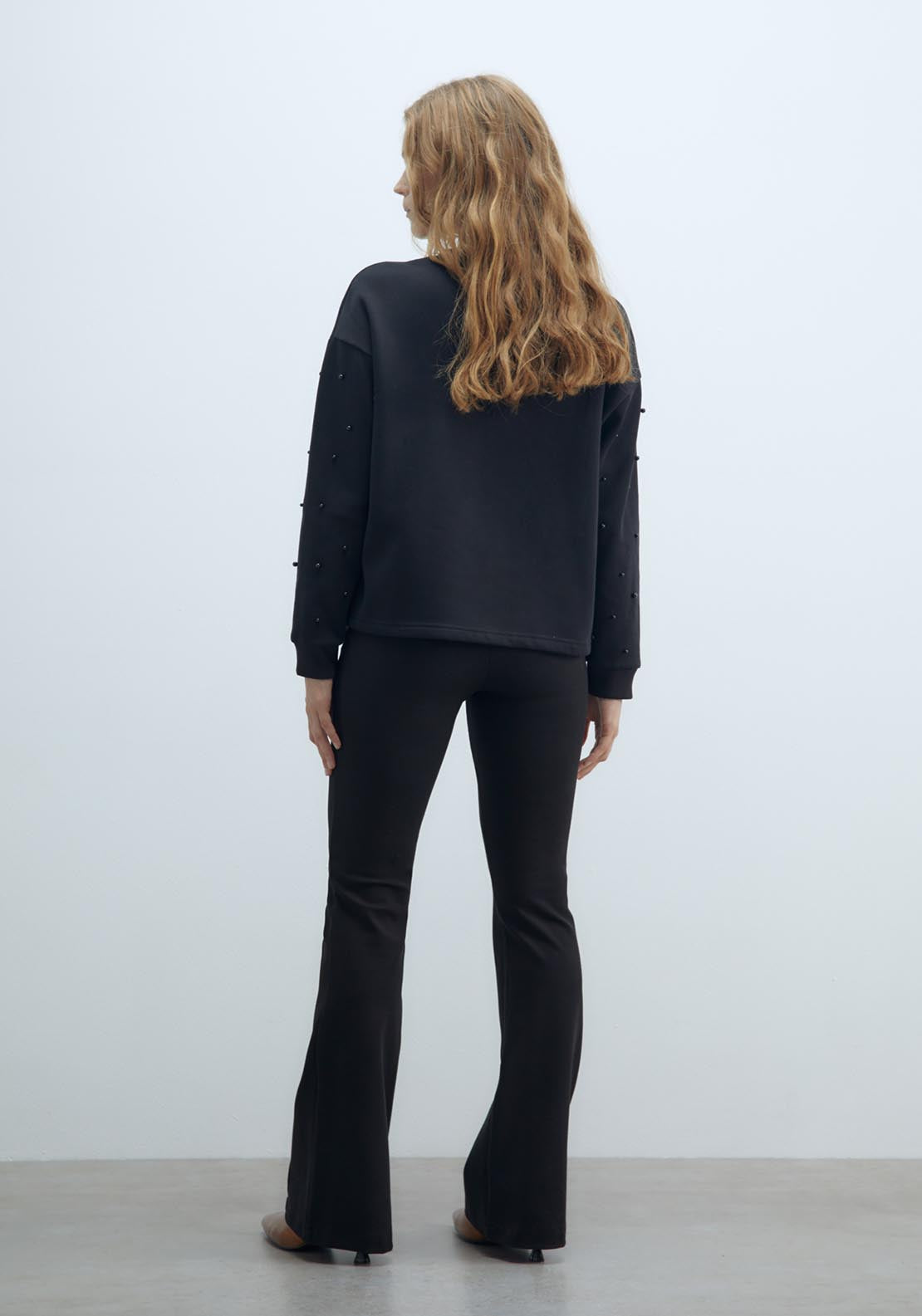 Sfera Mixed-fabric appliqués sweatshirt - Black 3 Shaws Department Stores