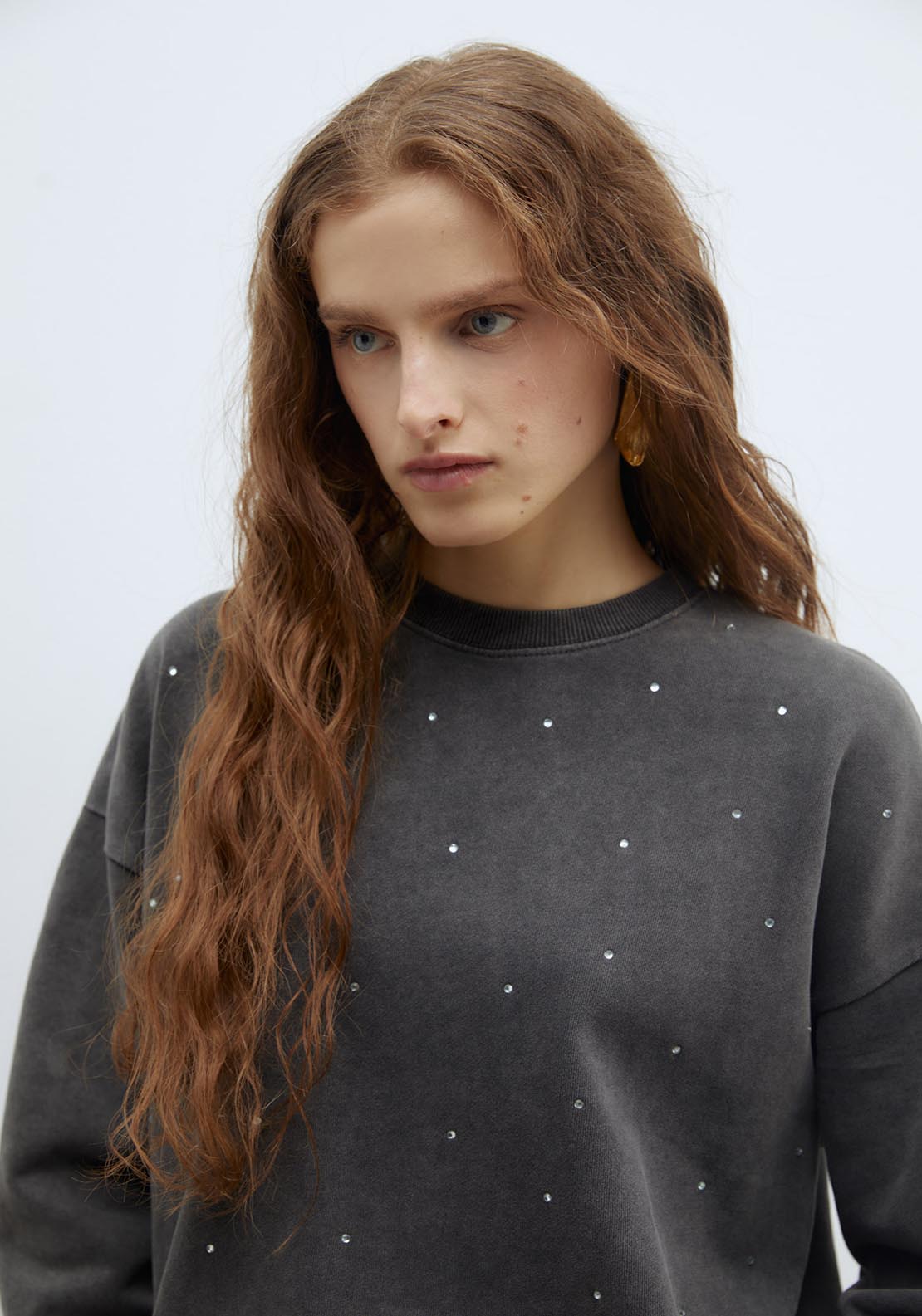 Sfera Diamanté faded-effect sweatshirt - Lead 2 Shaws Department Stores