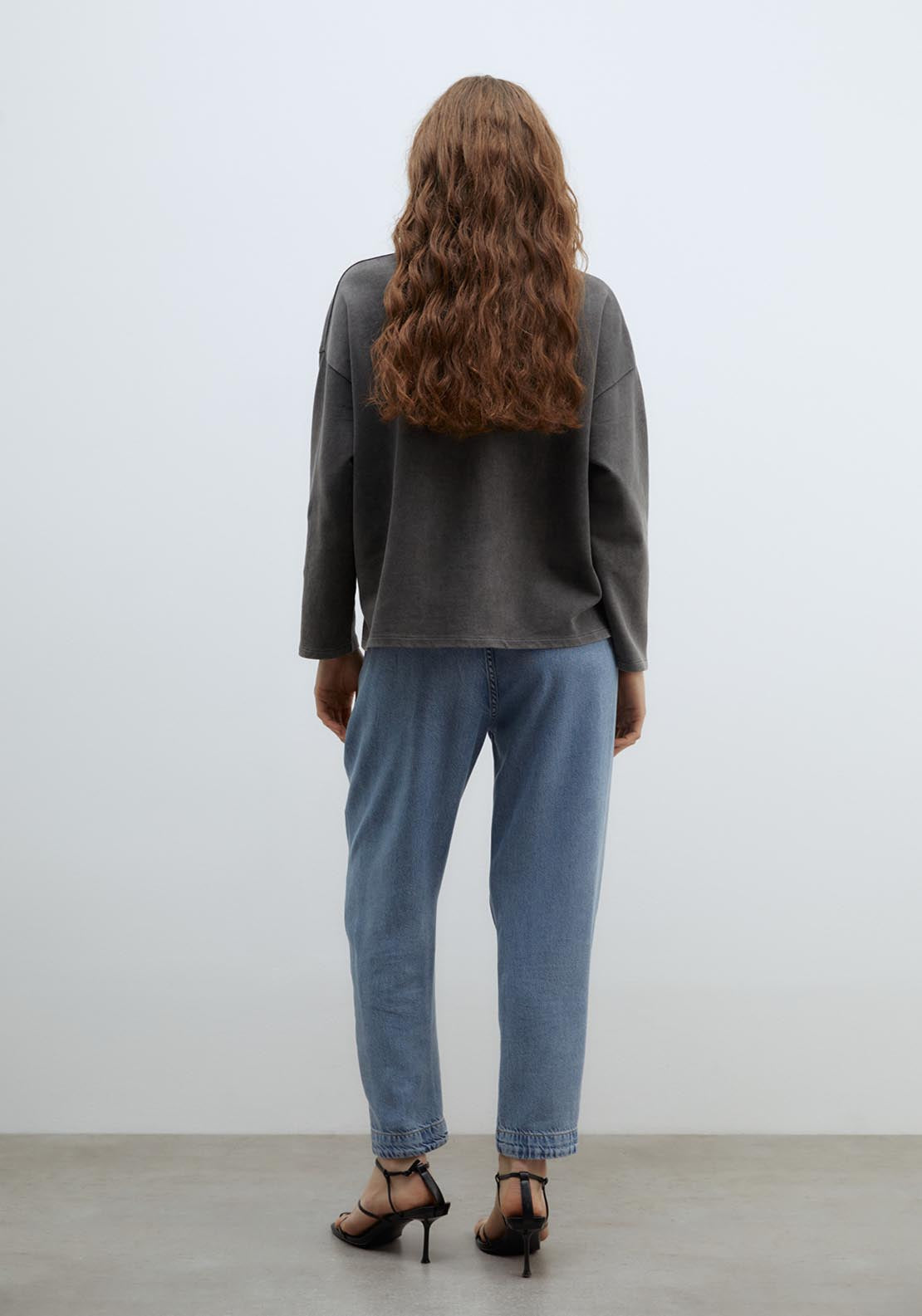 Sfera Diamanté faded-effect sweatshirt - Lead 5 Shaws Department Stores