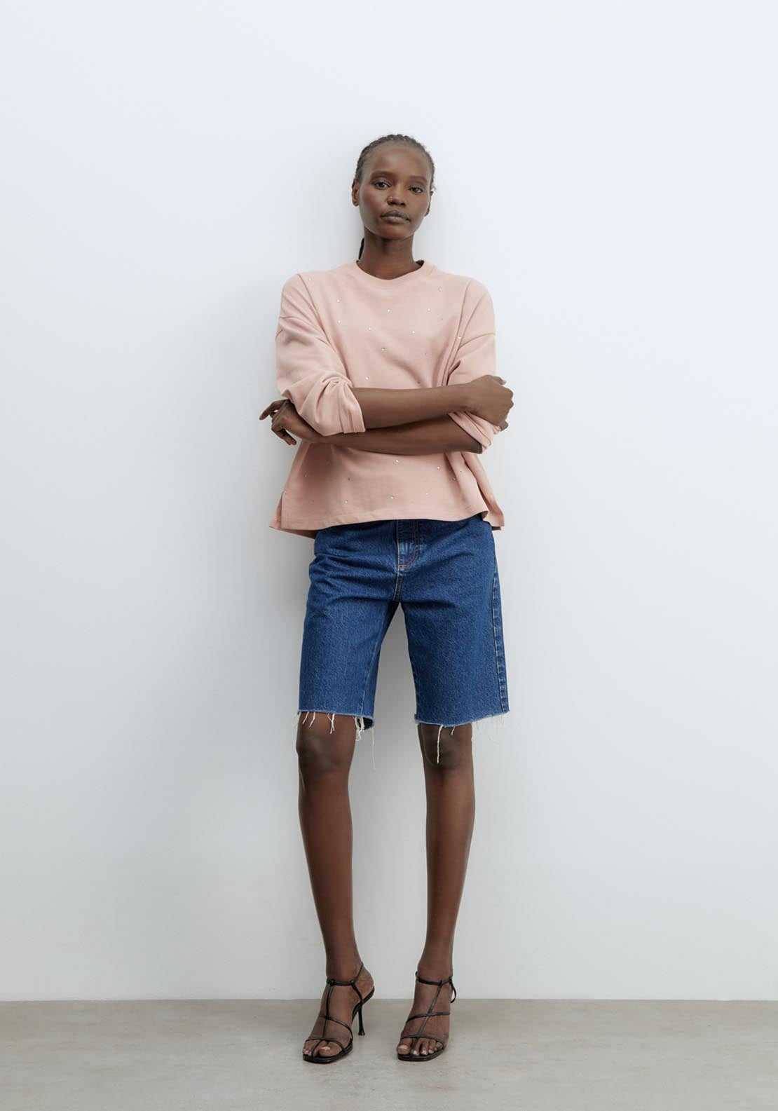 Sfera Sweatshirt With Diamanté Detail - Pink 4 Shaws Department Stores