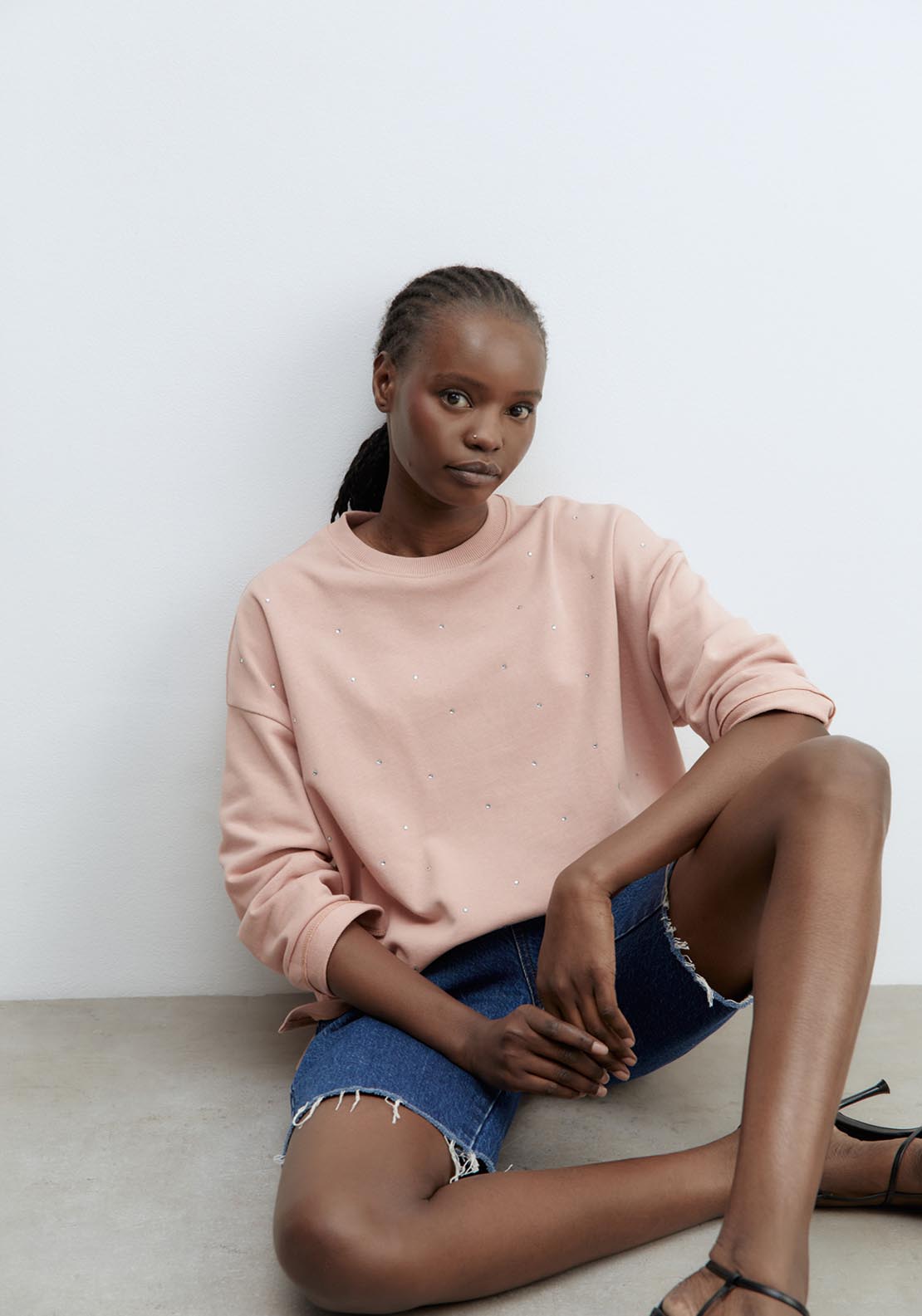 Sfera Sweatshirt With Diamanté Detail - Pink 6 Shaws Department Stores