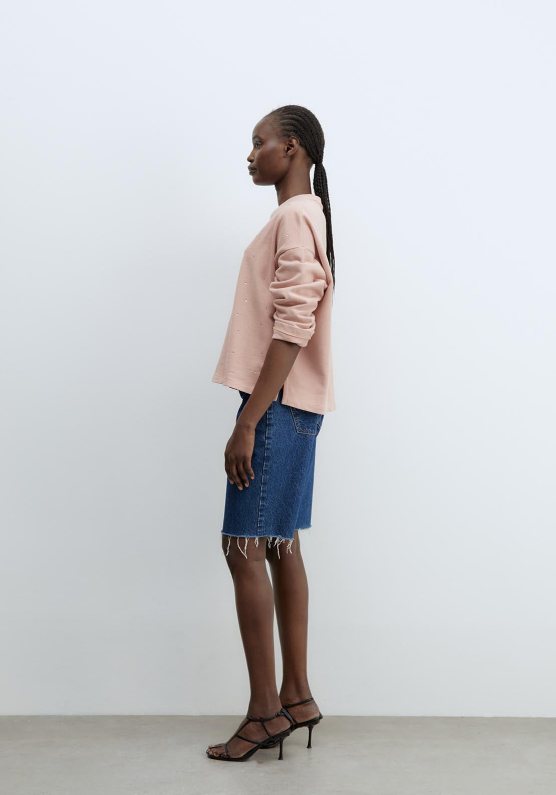 Sfera Sweatshirt With Diamanté Detail - Pink 3 Shaws Department Stores