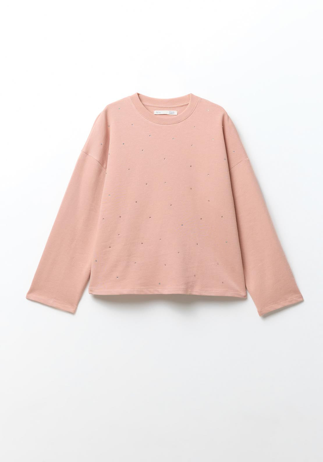 Sfera Sweatshirt With Diamanté Detail - Pink 7 Shaws Department Stores