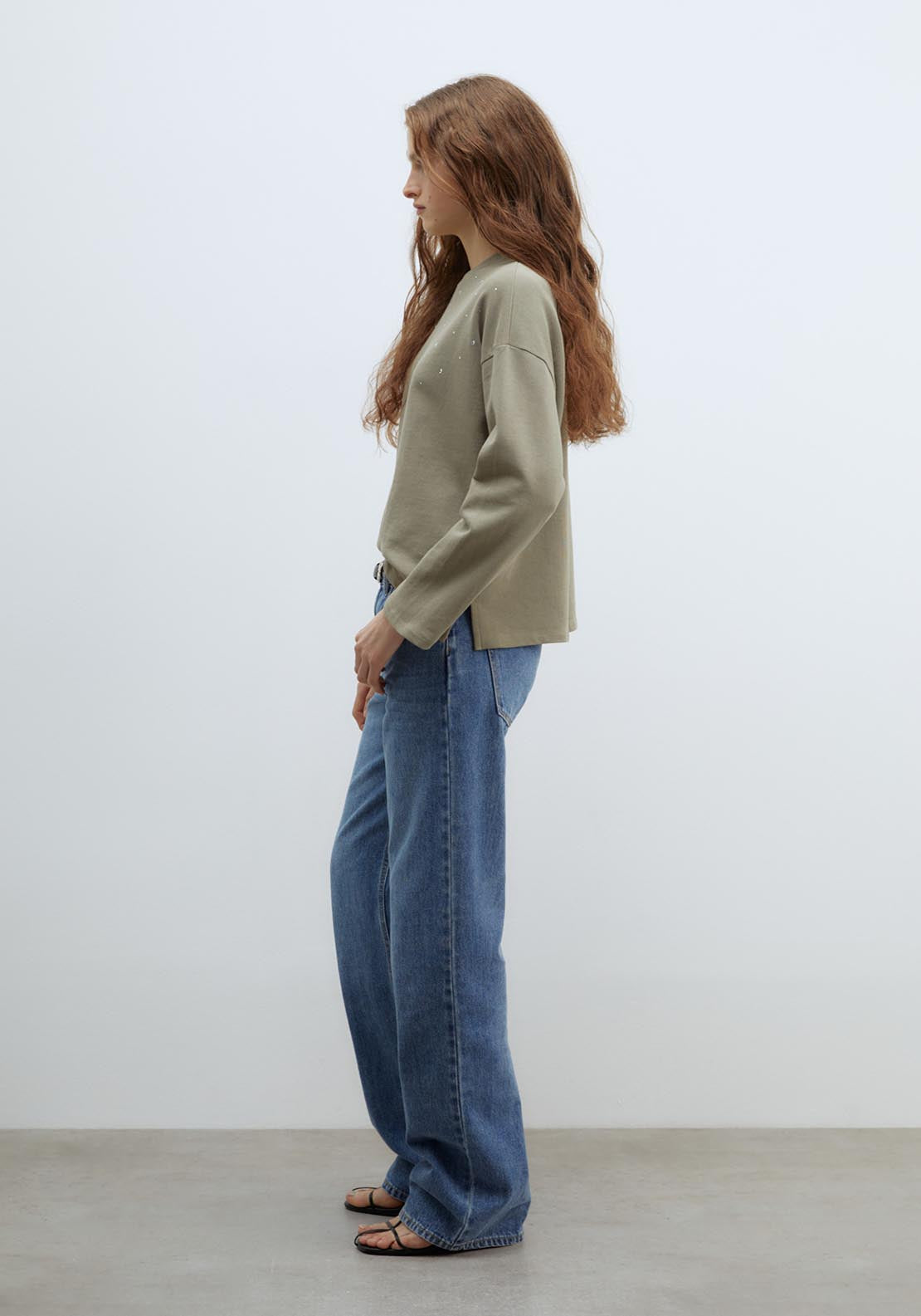 Sfera Diamanté faded-effect sweatshirt - Green 4 Shaws Department Stores