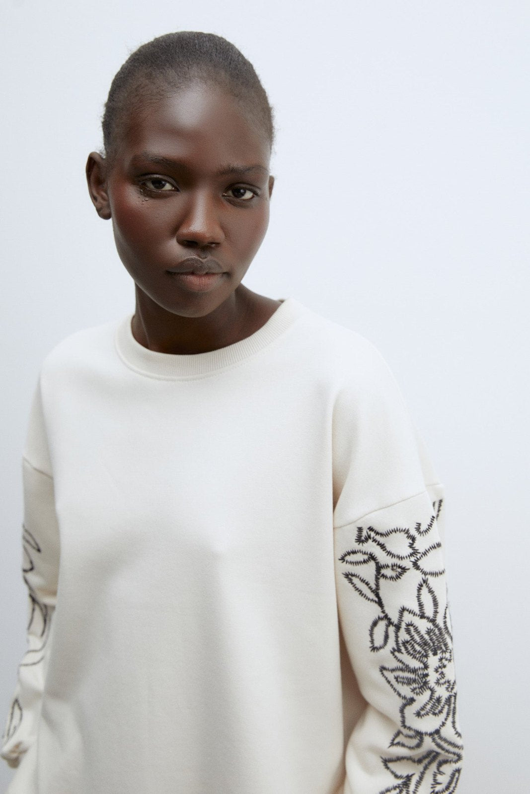 Sfera Embroidered sweatshirt set - Beige 3 Shaws Department Stores