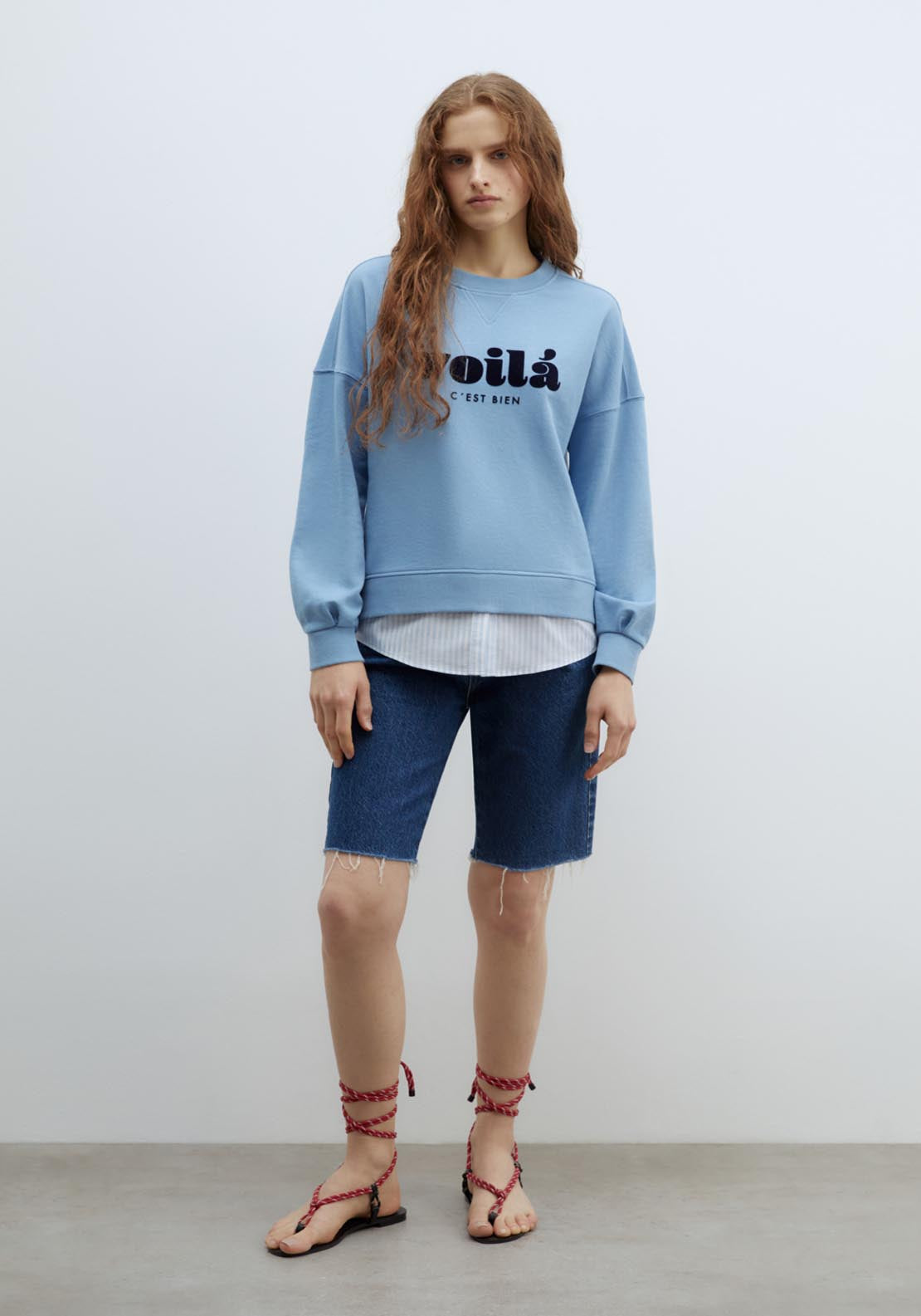 Sfera Printed sweatshirt - Blue 1 Shaws Department Stores