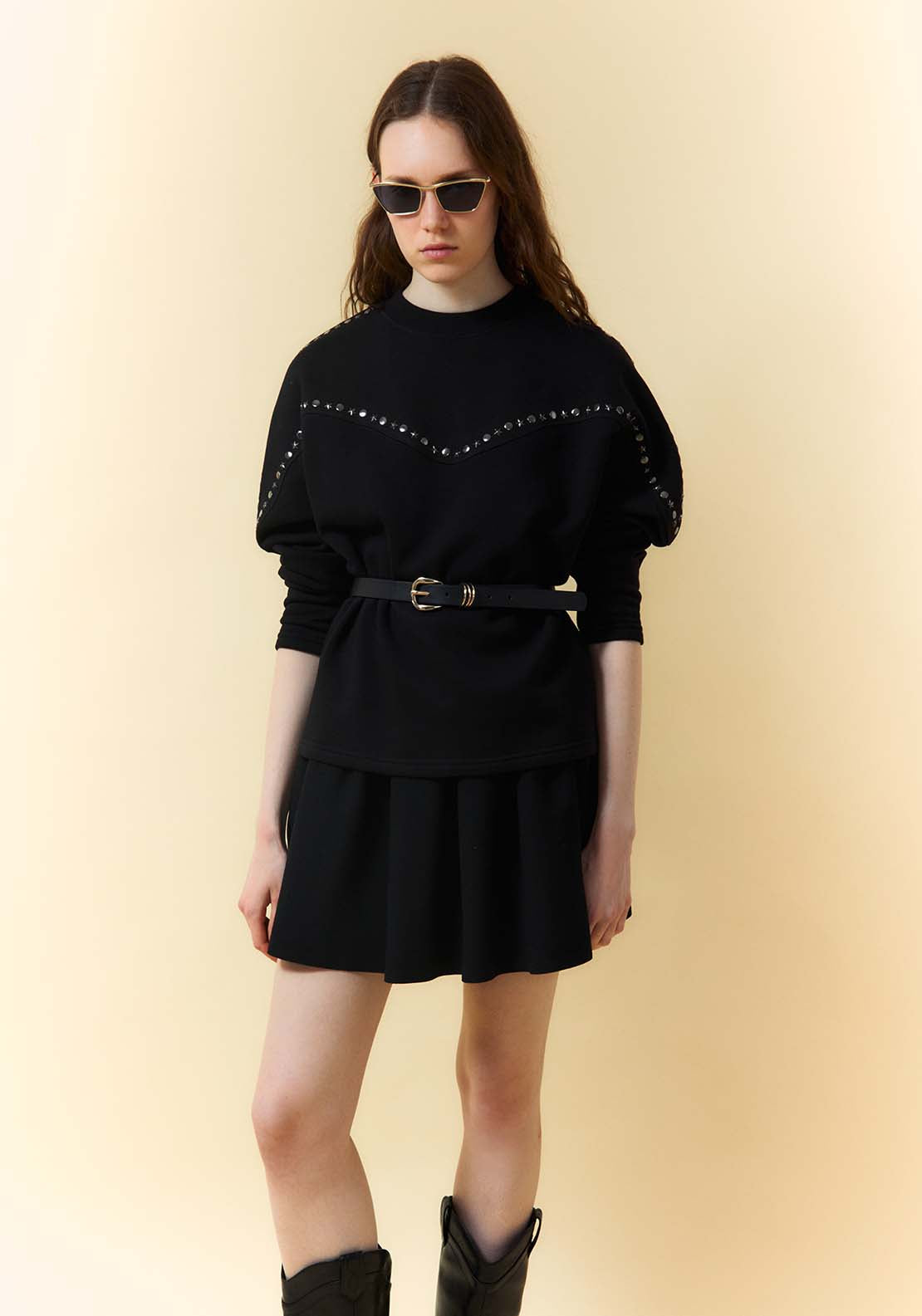 Stud Detail Sweatshirt - Black