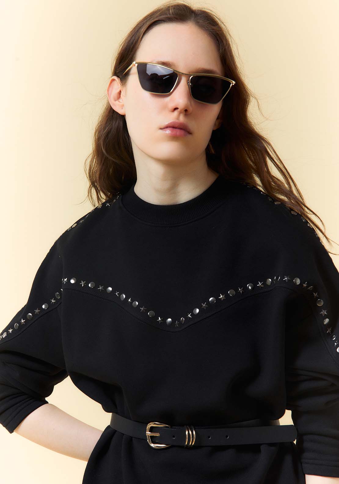 Stud Detail Sweatshirt - Black
