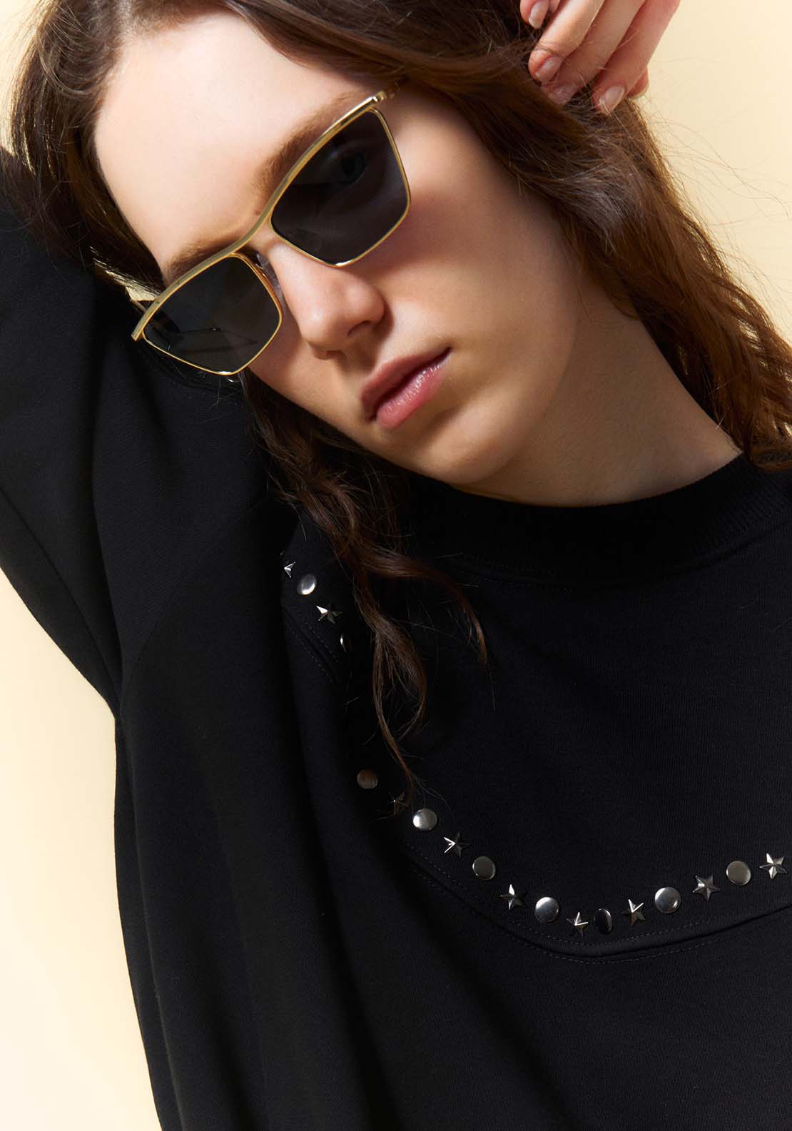 Stud Detail Sweatshirt - Black