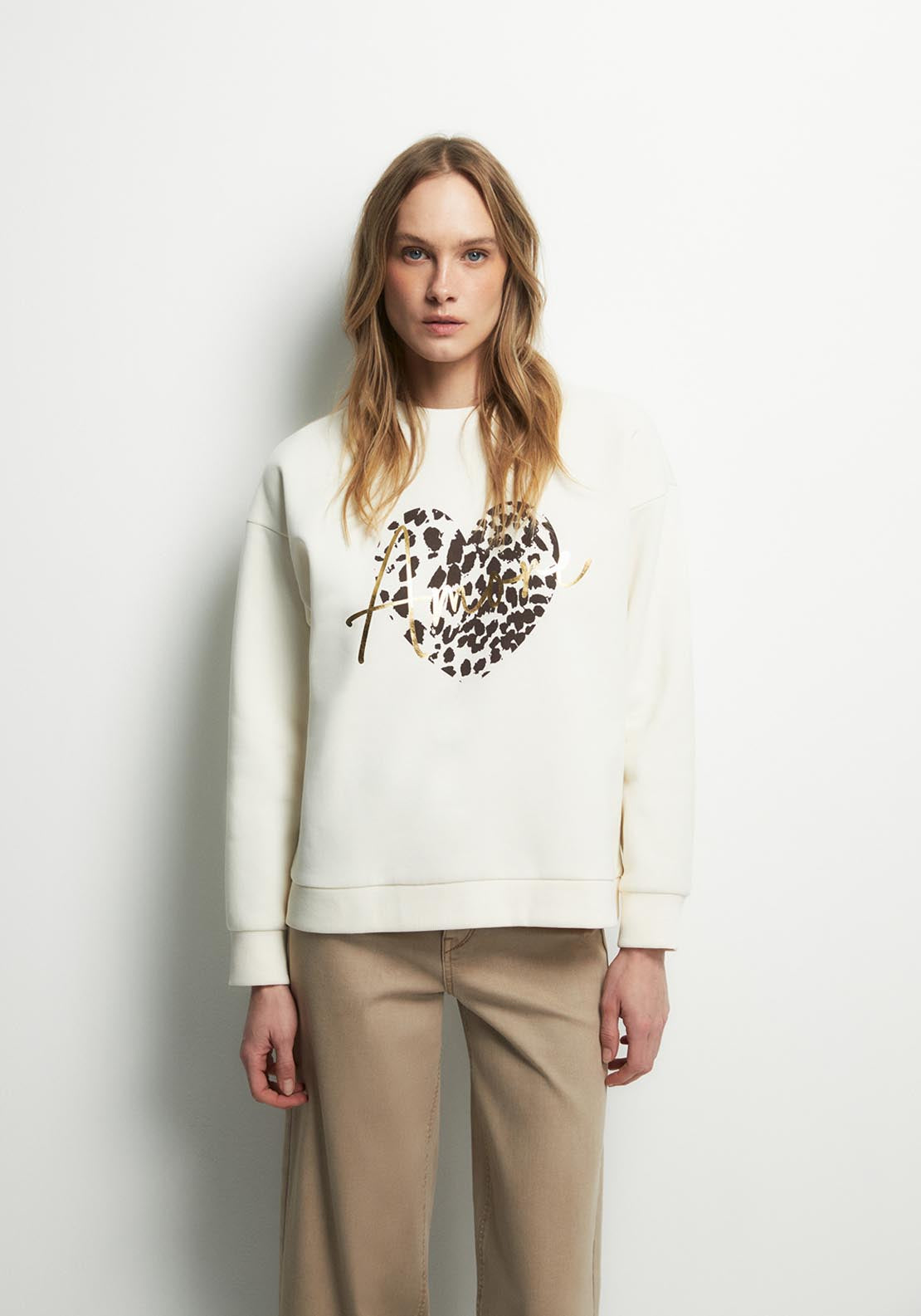 Sfera Long Sleeve Printed Sweatshirt - White 1 Shaws Department Stores