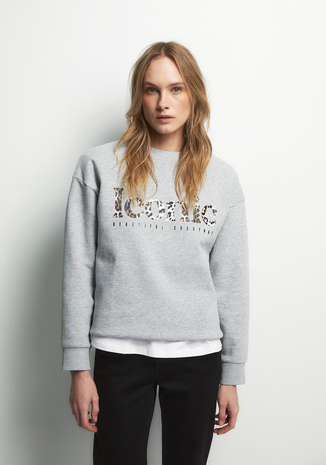 Sfera Long Sleeve Printed Sweatshirt - Grey 1 Shaws Department Stores