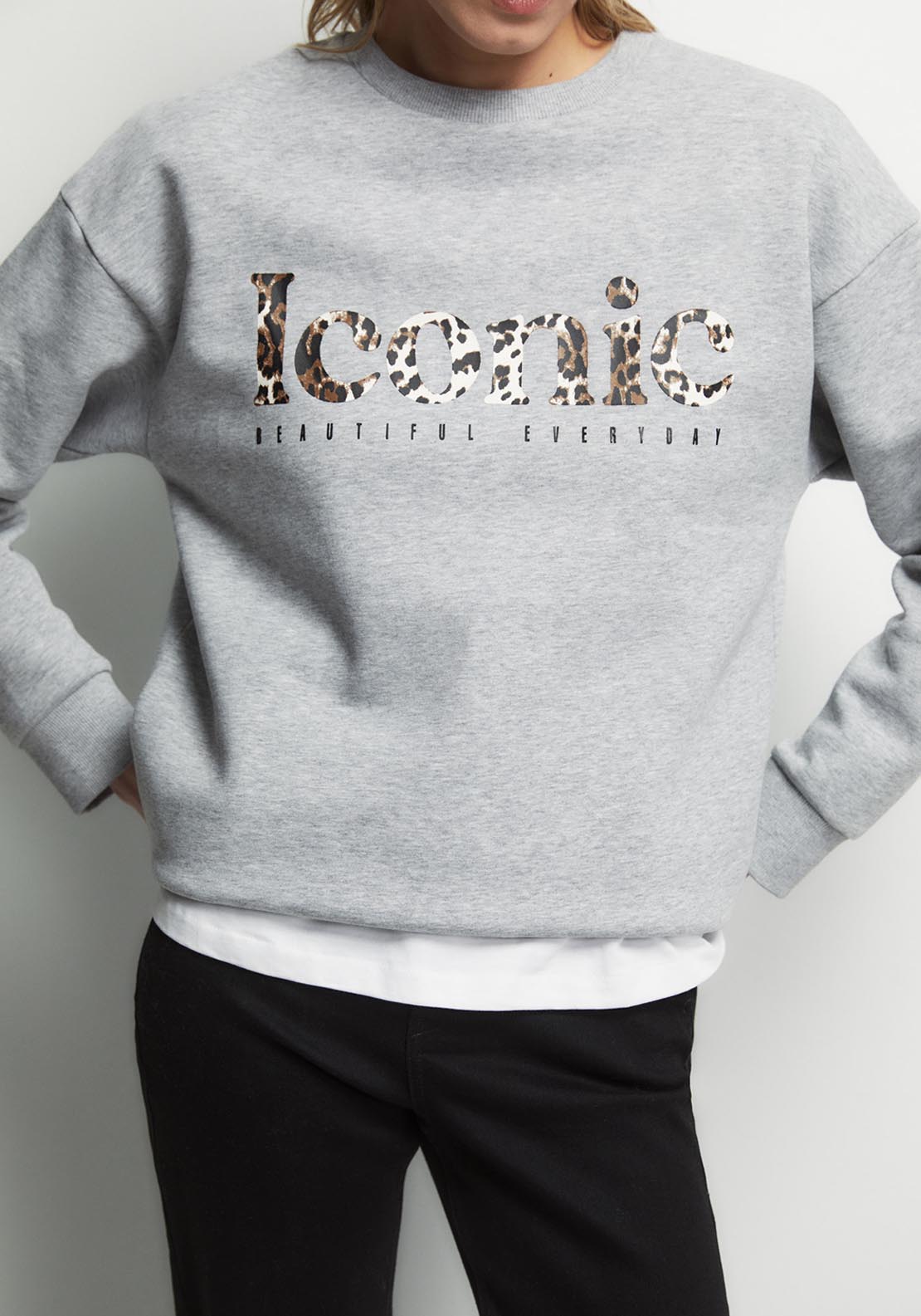 Sfera Long Sleeve Printed Sweatshirt - Grey 3 Shaws Department Stores