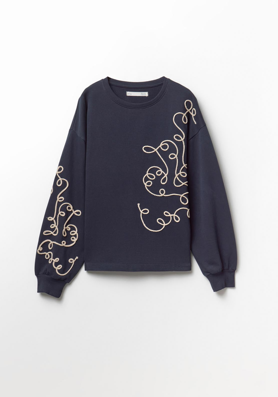 Cord Embroidery Sweatshirt - Blue