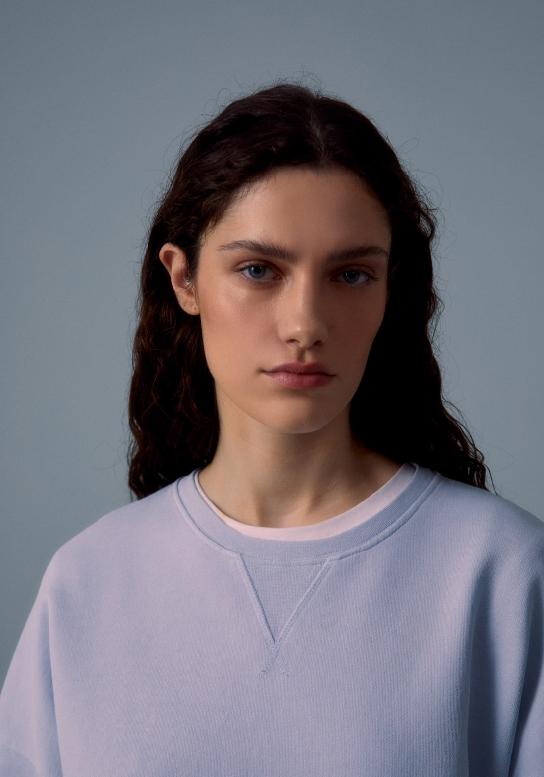 Faded Embroidered Sweatshirt - Blue