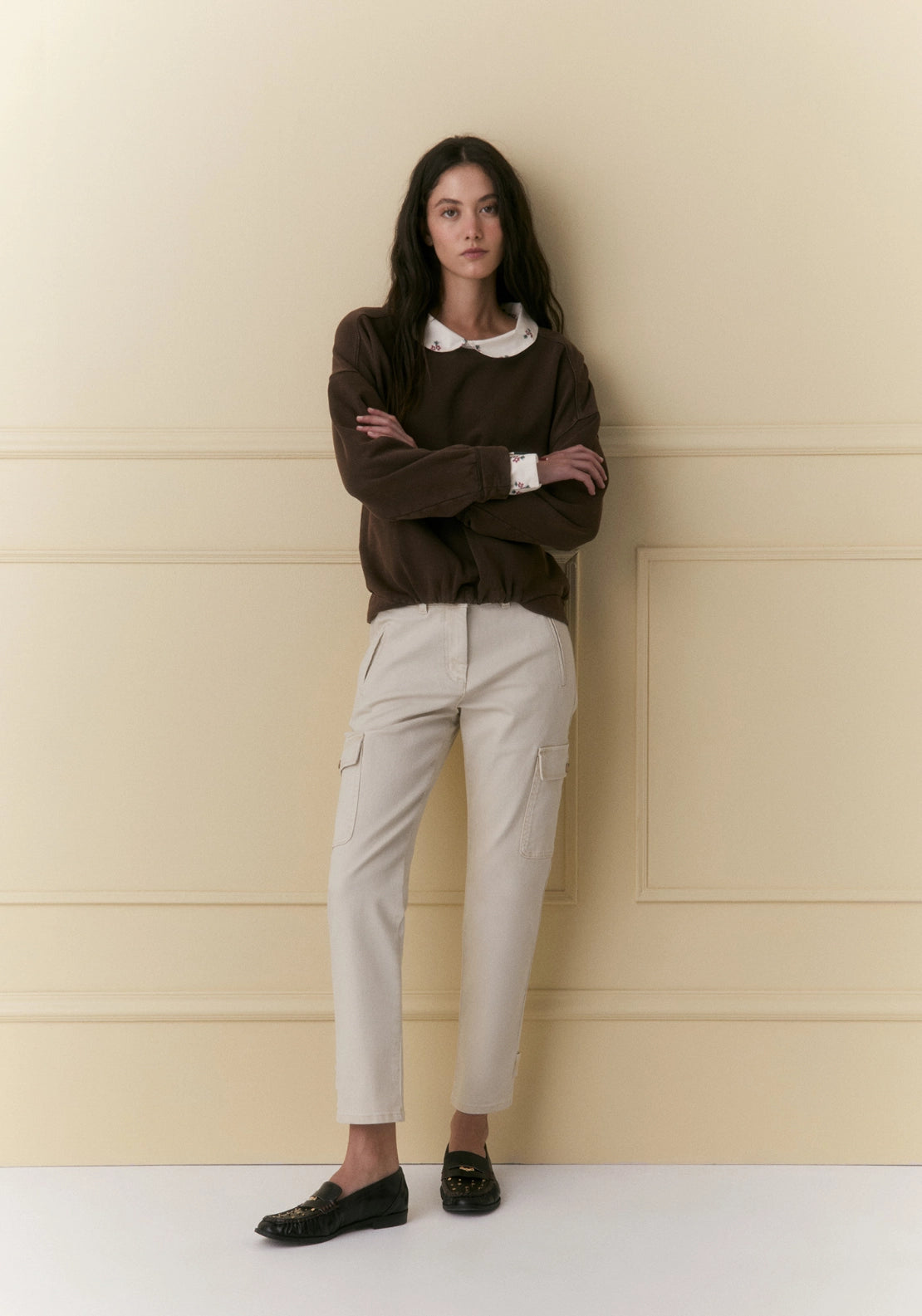 Floral Mix Sweatshirt - Brown