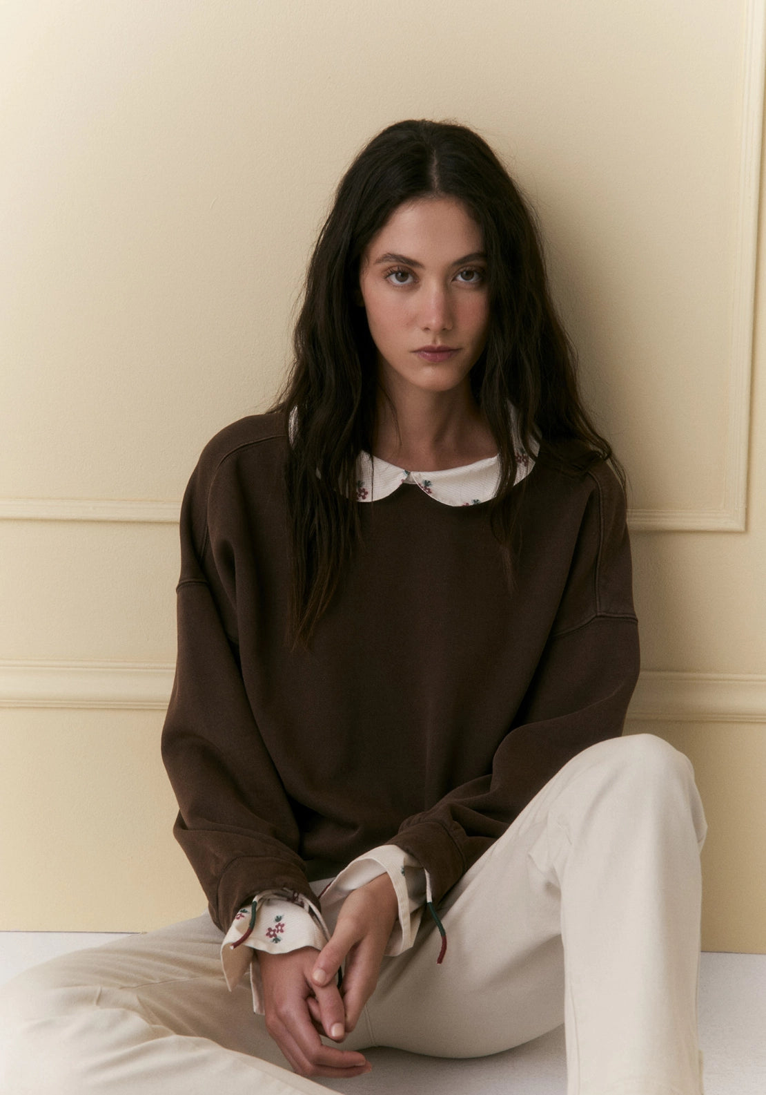 Floral Mix Sweatshirt - Brown