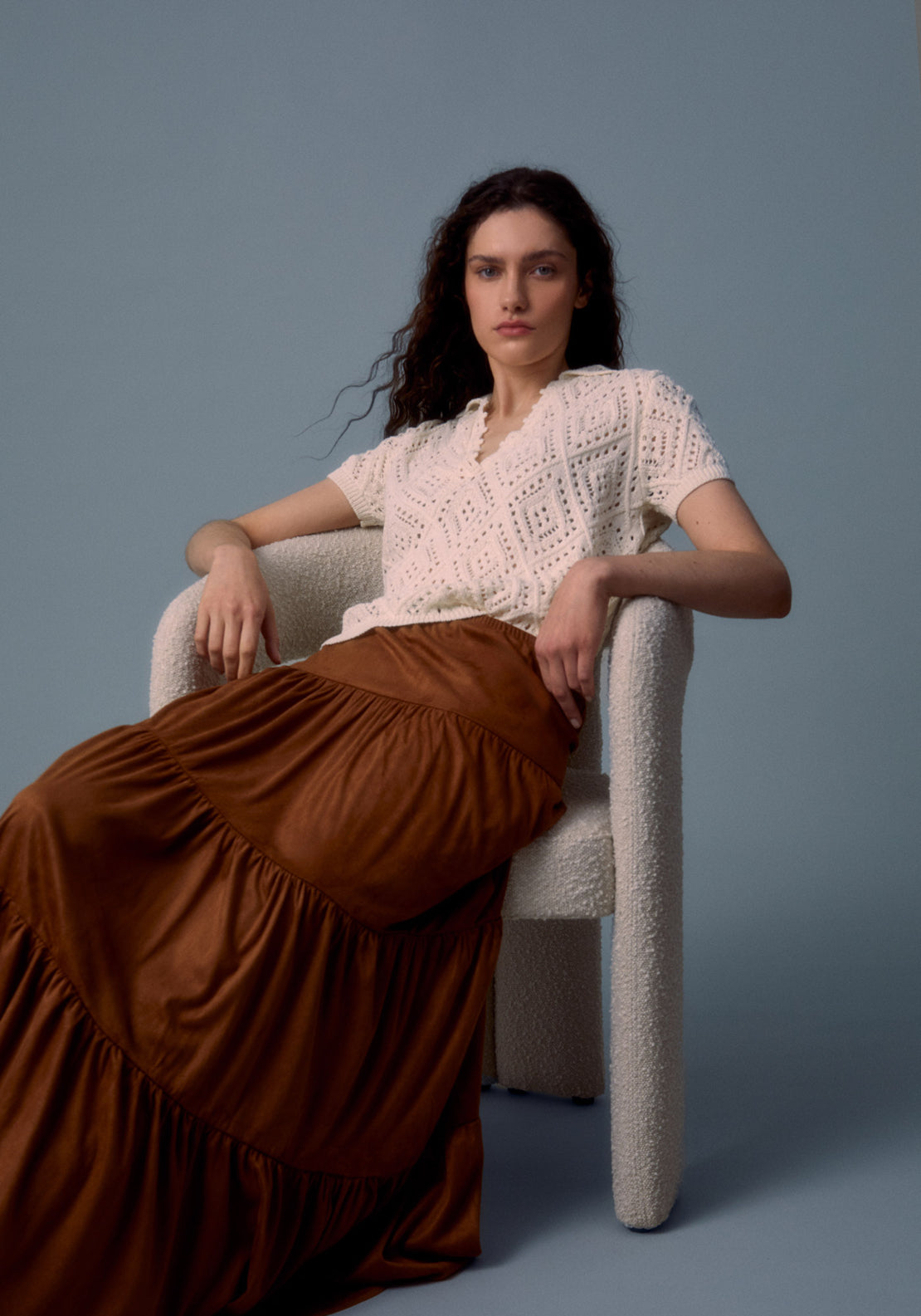 Tiered Panel Skirt - Orange