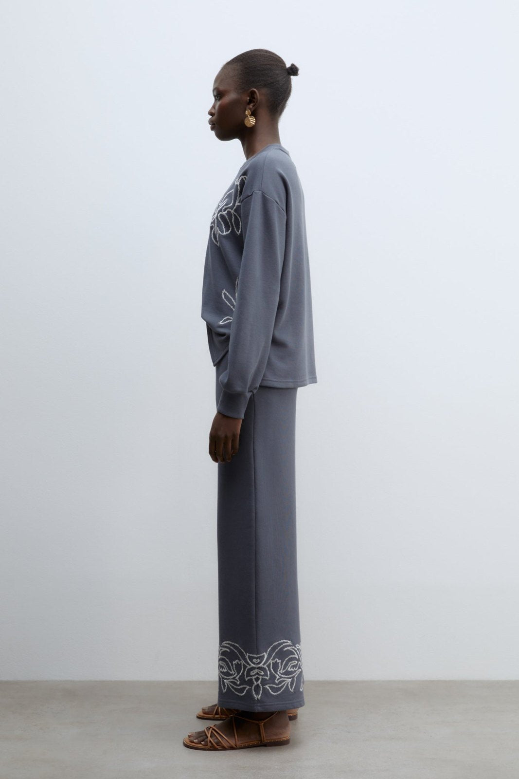 Sfera Embroidered trousers - Lead 3 Shaws Department Stores