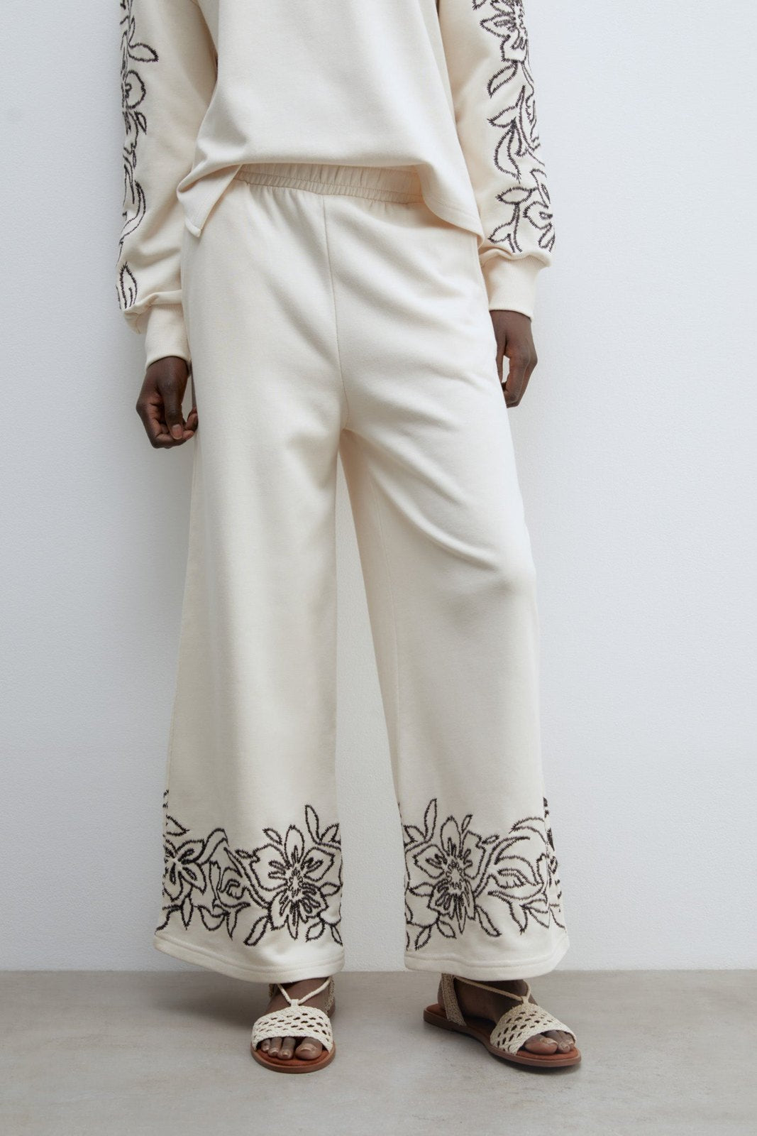 Sfera Embroidered trousers - Beige 2 Shaws Department Stores