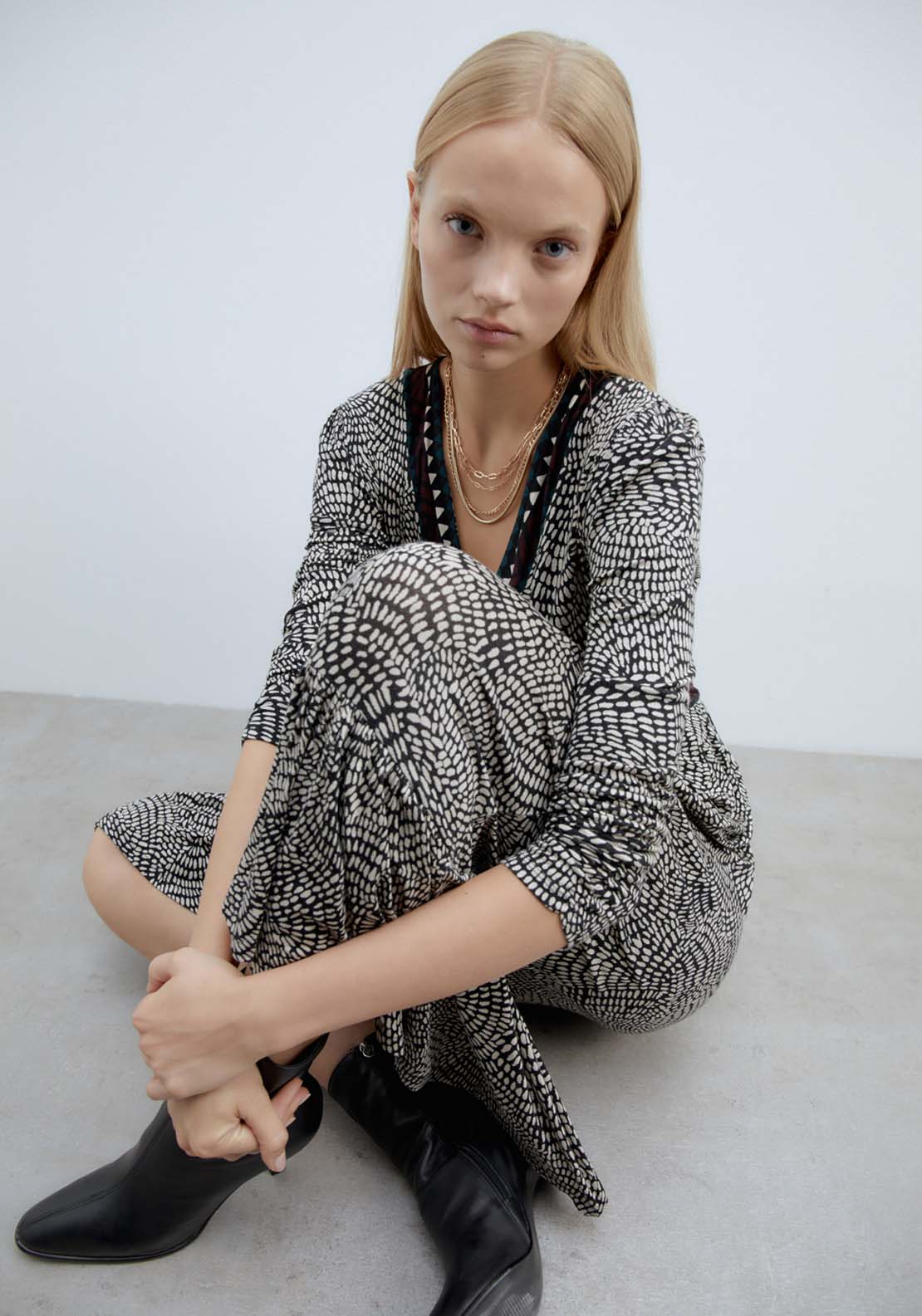 Sfera Viscose Dress With Trim - Black 3 Shaws Department Stores