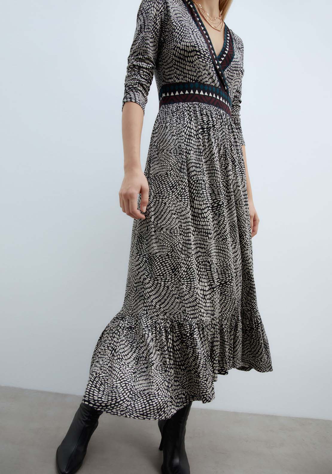 Sfera Viscose Dress With Trim - Black 2 Shaws Department Stores