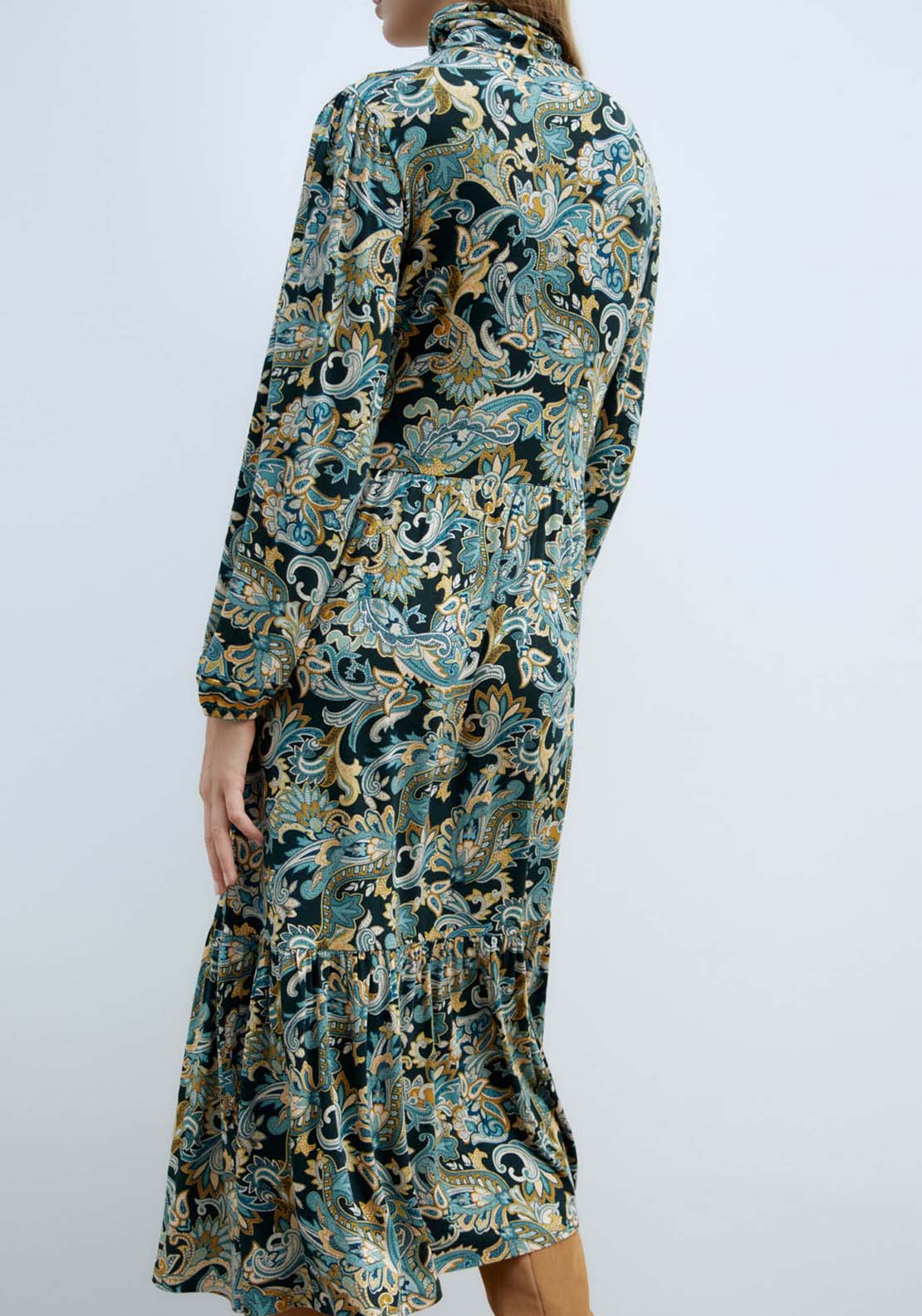 Sfera Funnel Neck Viscose Dress - Light Green 6 Shaws Department Stores
