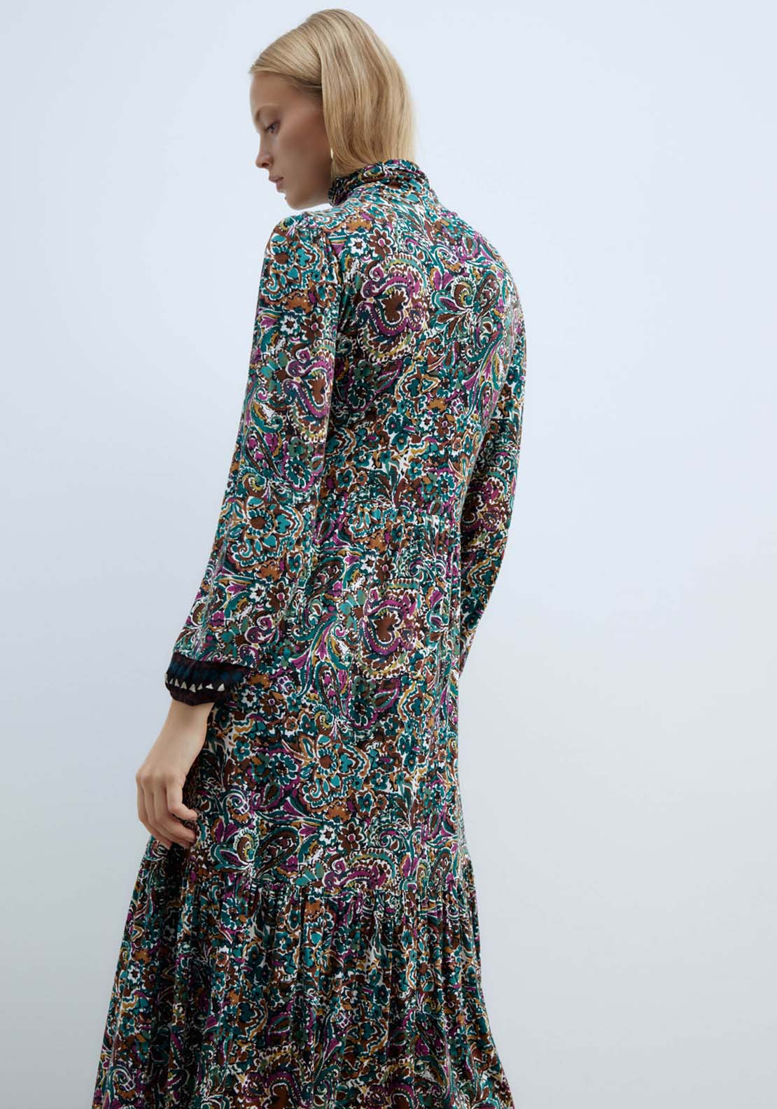 Sfera Funnel Neck Viscose Dress - Green Acid 5 Shaws Department Stores