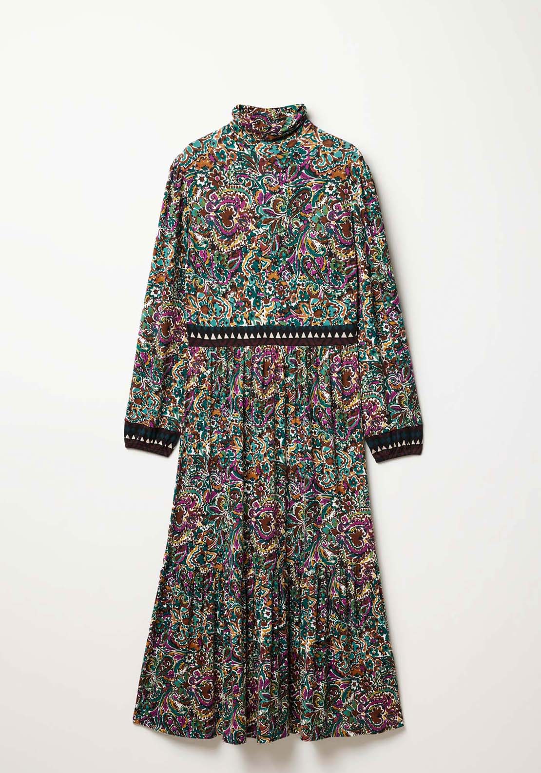 Sfera Funnel Neck Viscose Dress - Green Acid 6 Shaws Department Stores