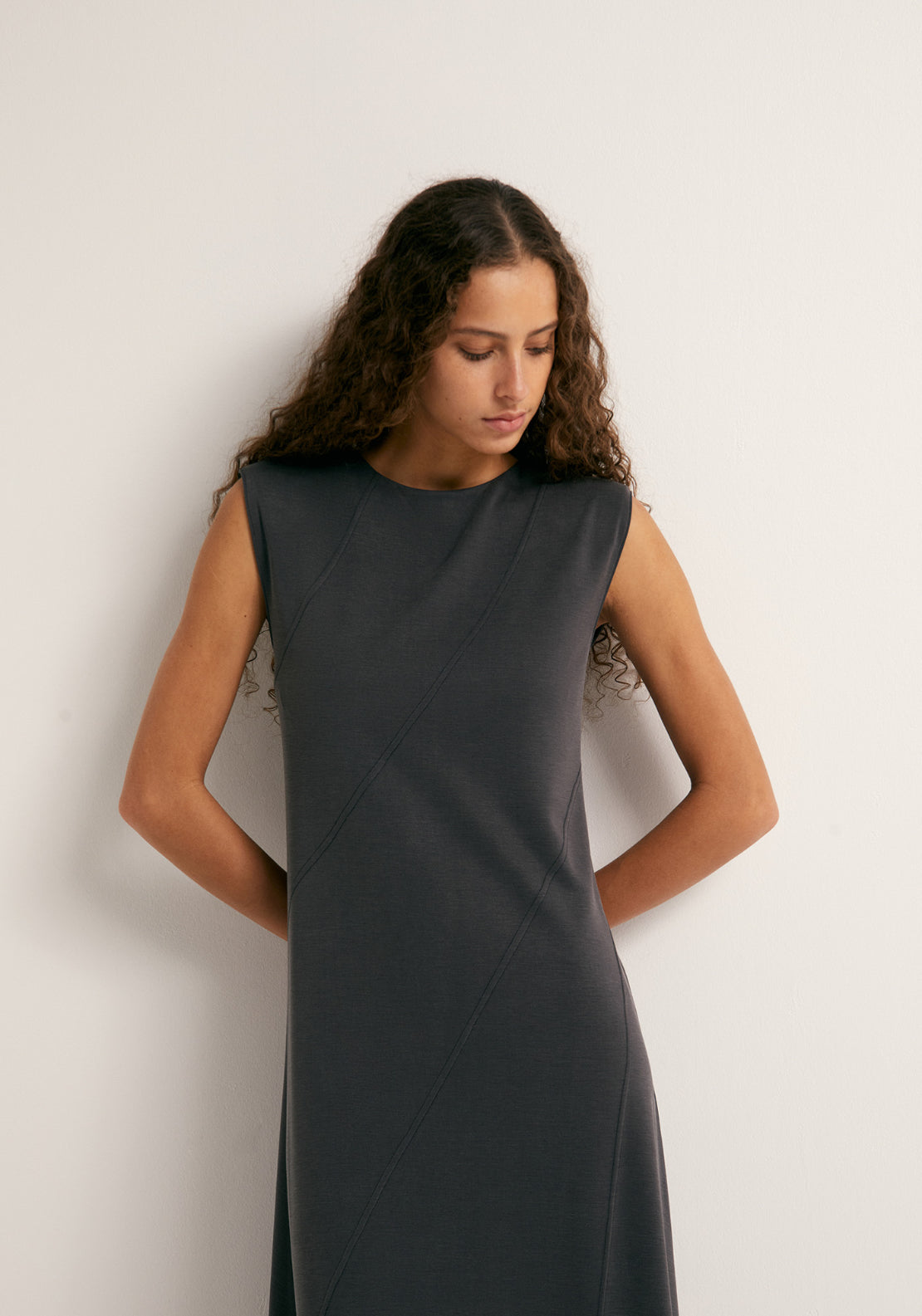 Loose Cupro Dress - Grey