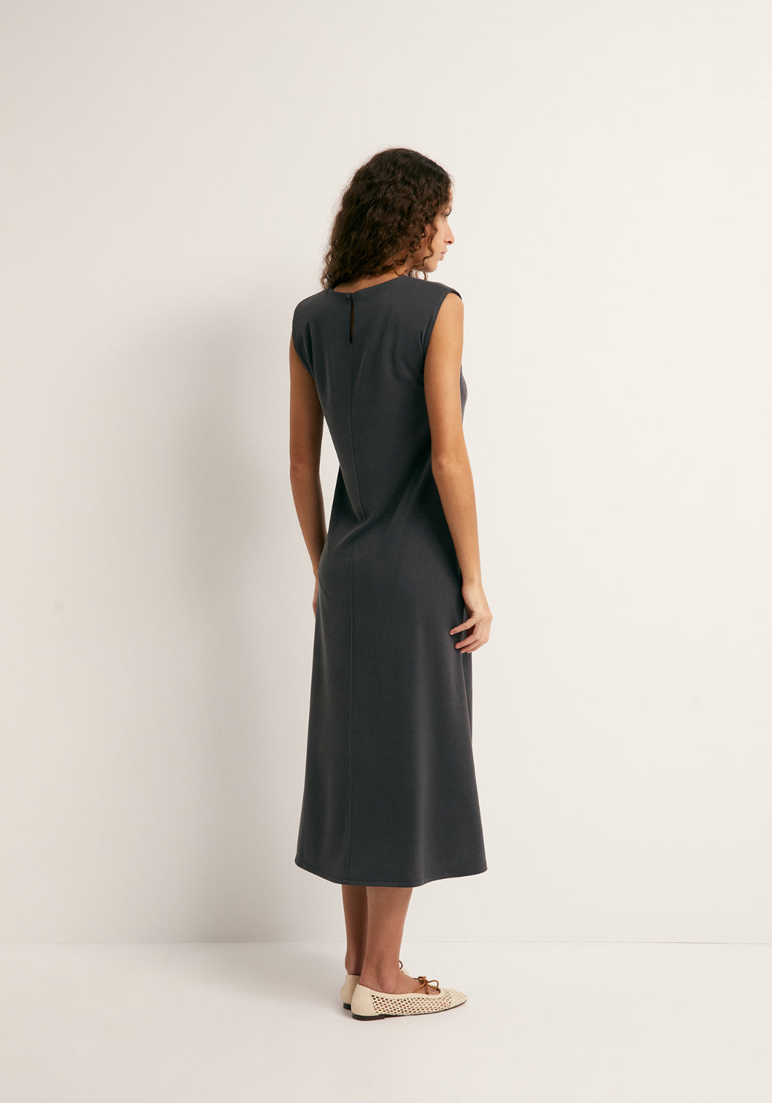 Loose Cupro Dress - Grey