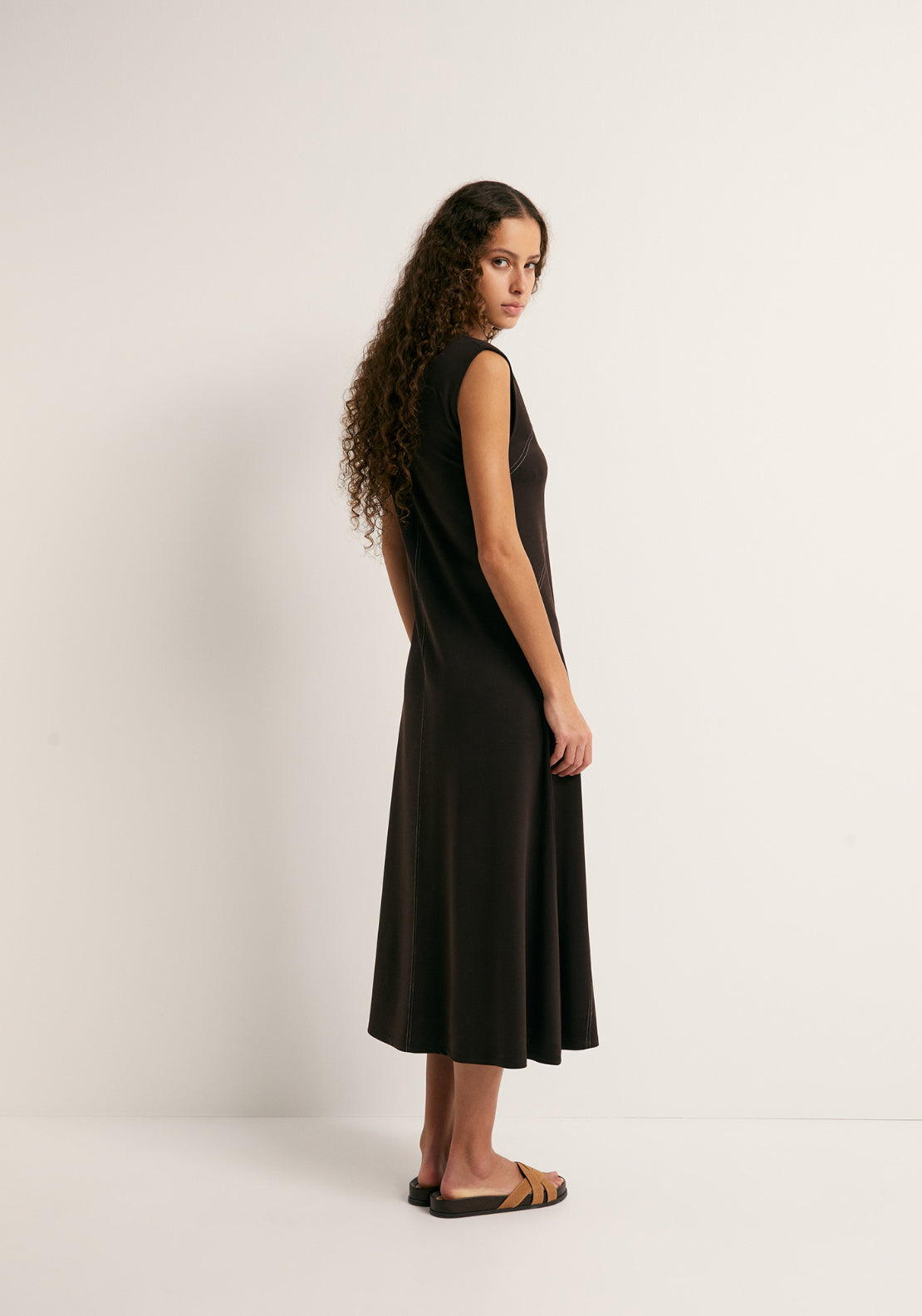 Loose Cupro Dress - Green