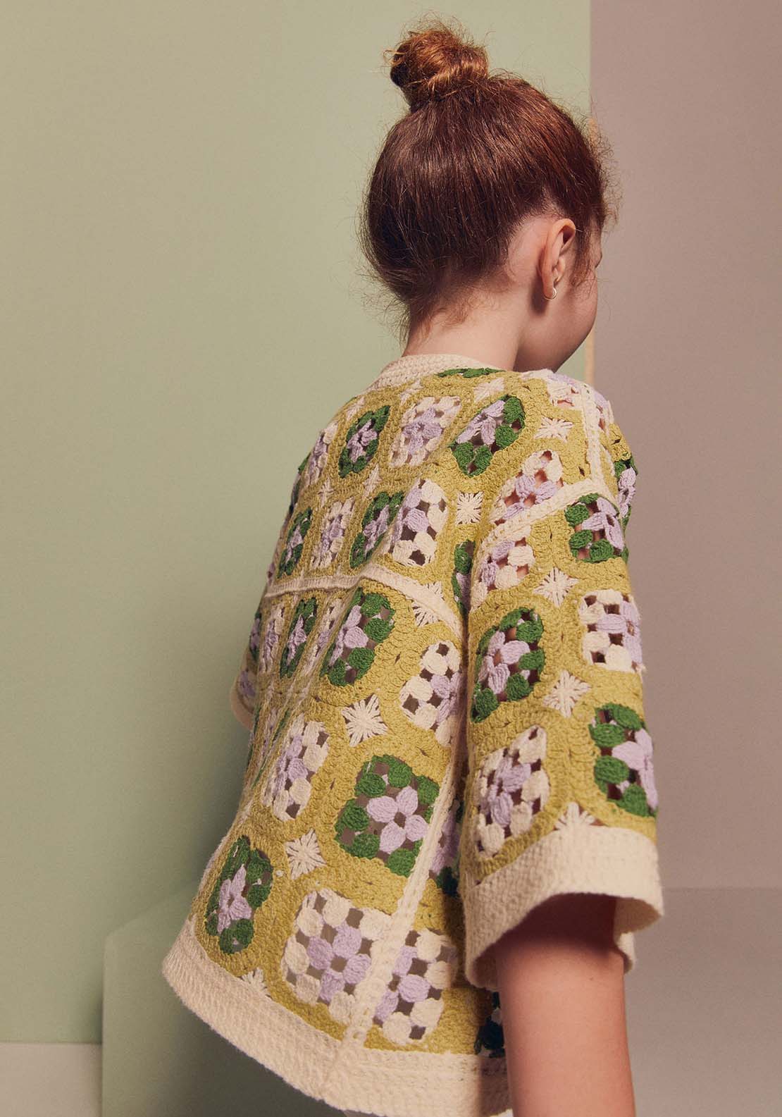 Sfera Crochet Kimono - Green 2 Shaws Department Stores