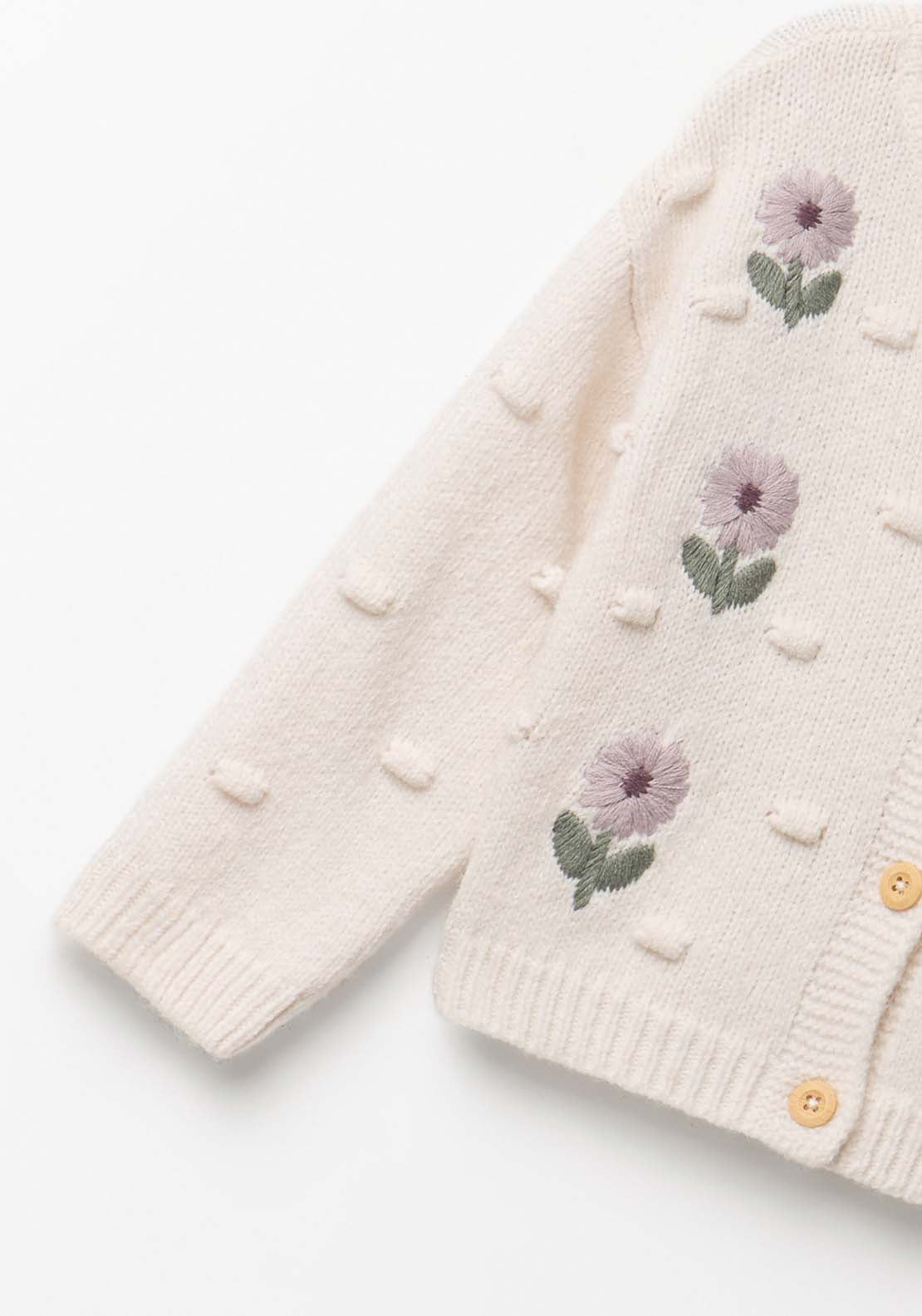 Embroidery Detail Cardigan - Cream