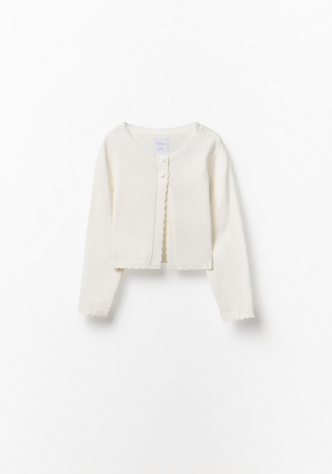Soft Tricot Basic Cardigan - Cream