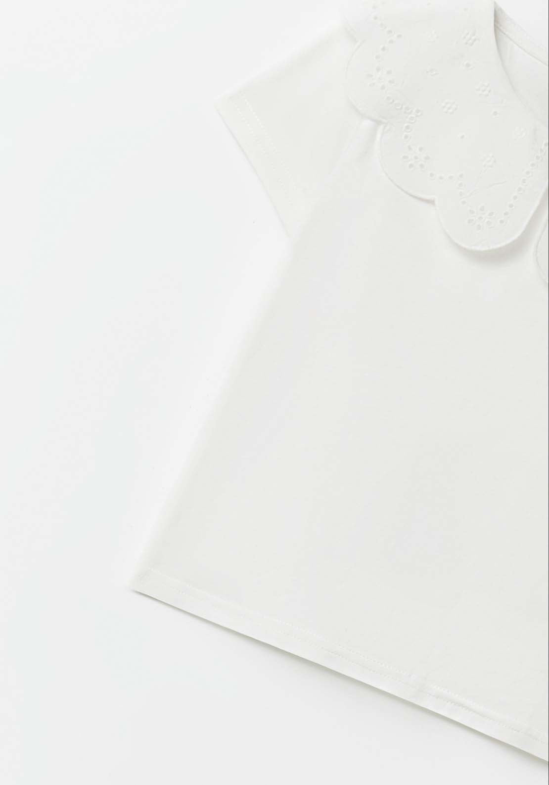 Sfera Embroidered Collar T-Shirt - White 6 Shaws Department Stores