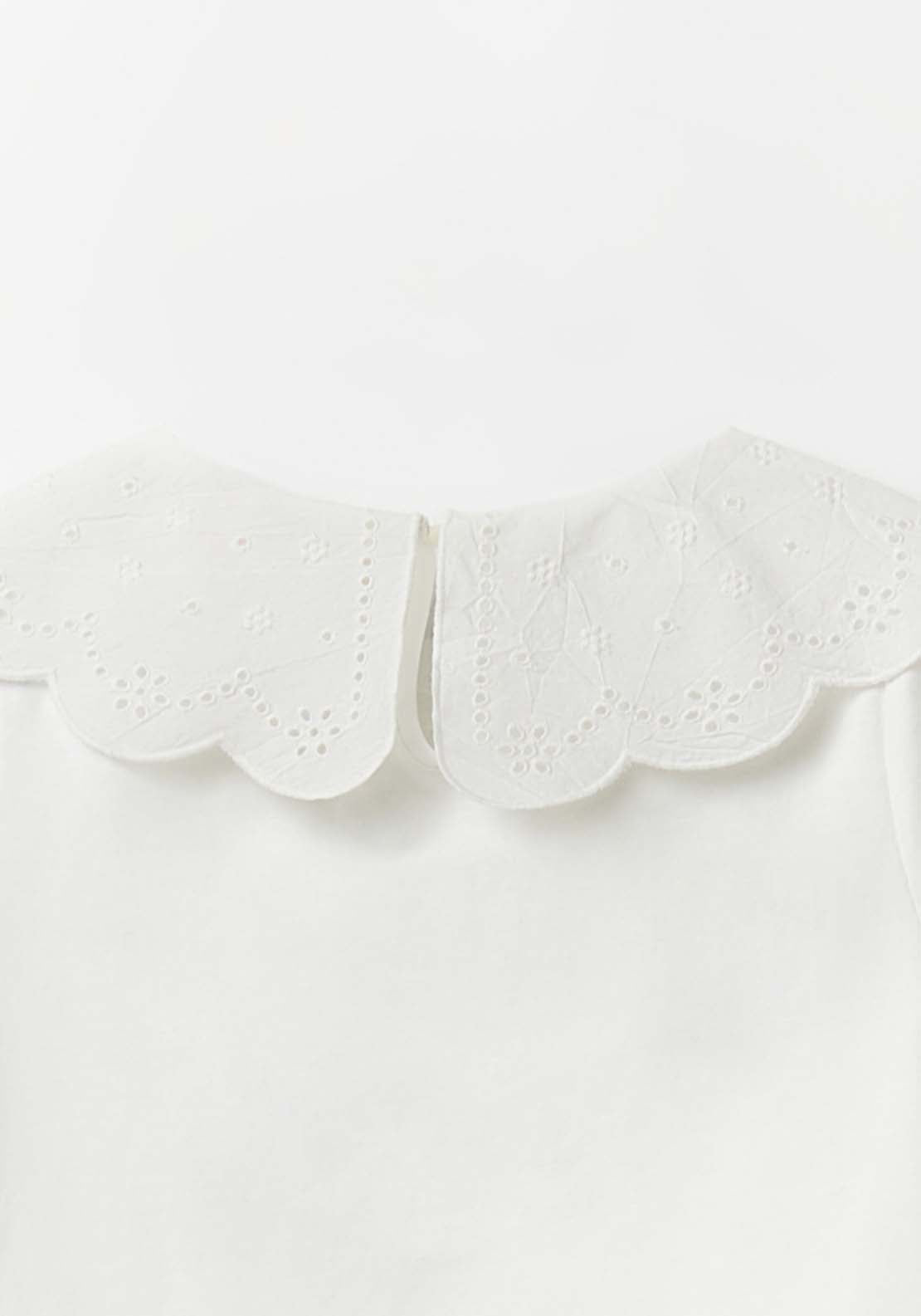 Sfera Embroidered Collar T-Shirt - White 4 Shaws Department Stores