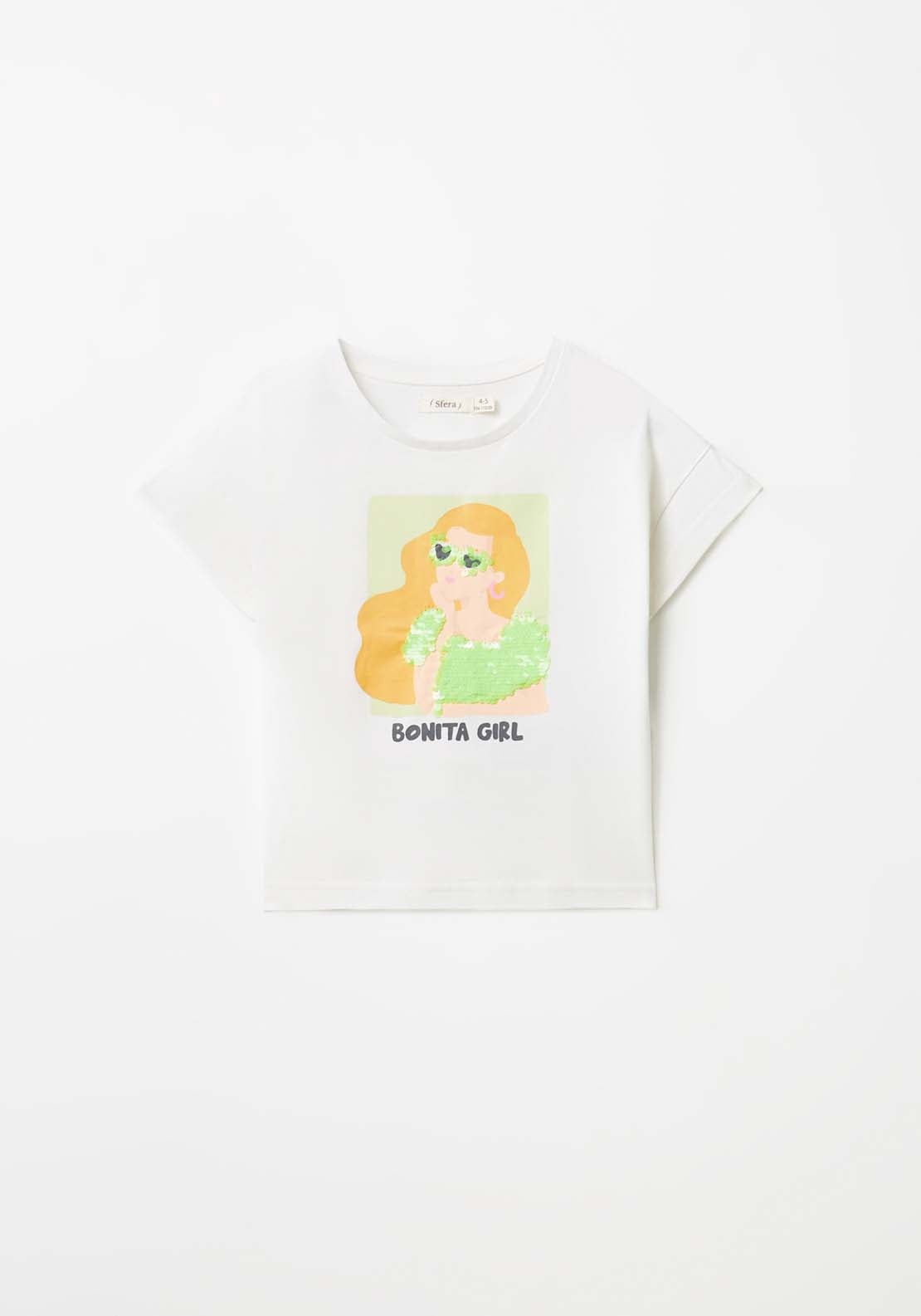 Sfera Pretty Girl Print T-Shirt - White 2 Shaws Department Stores