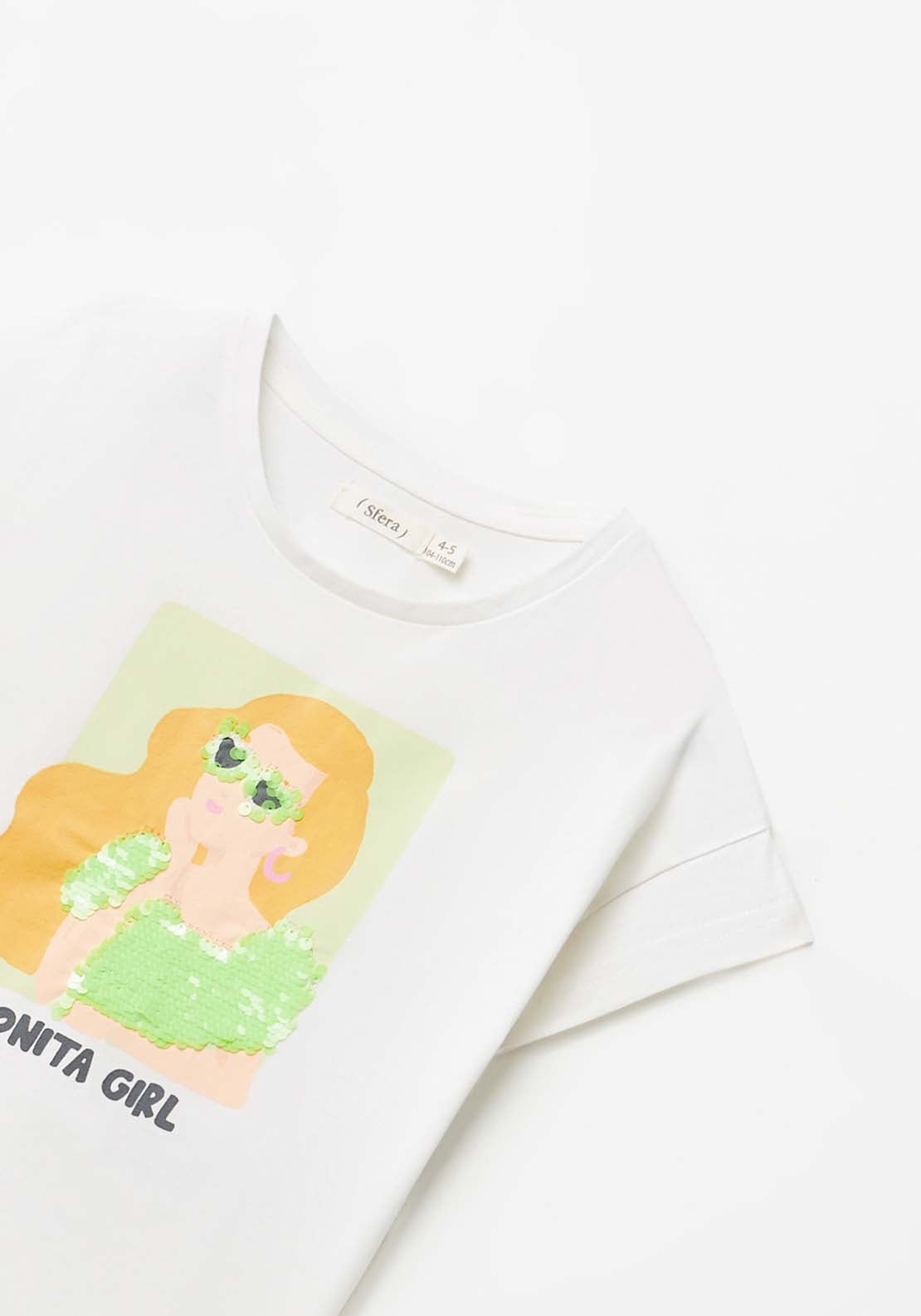 Sfera Pretty Girl Print T-Shirt - White 4 Shaws Department Stores