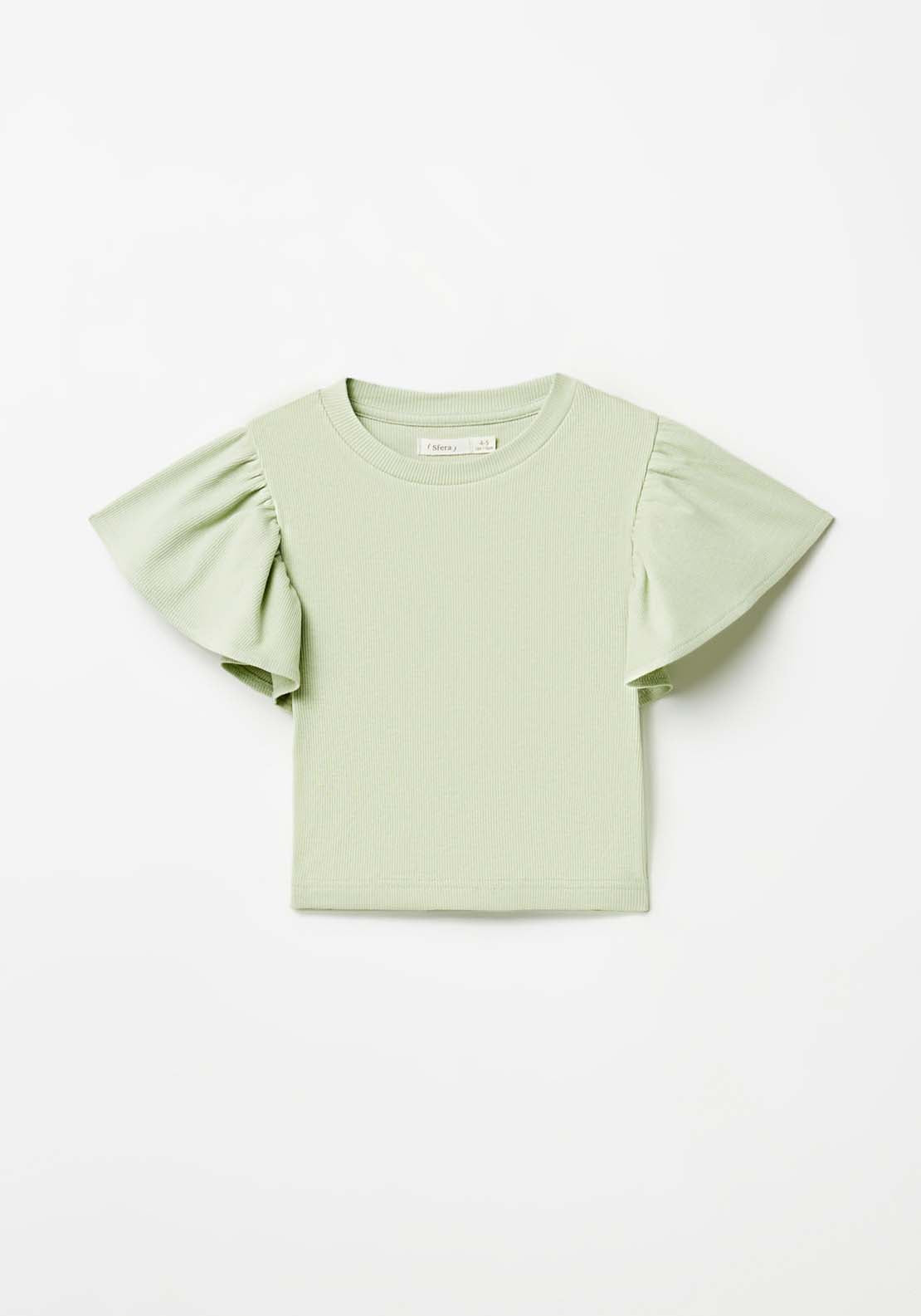 Sfera Rib Ruffle T-Shirt - Green 2 Shaws Department Stores