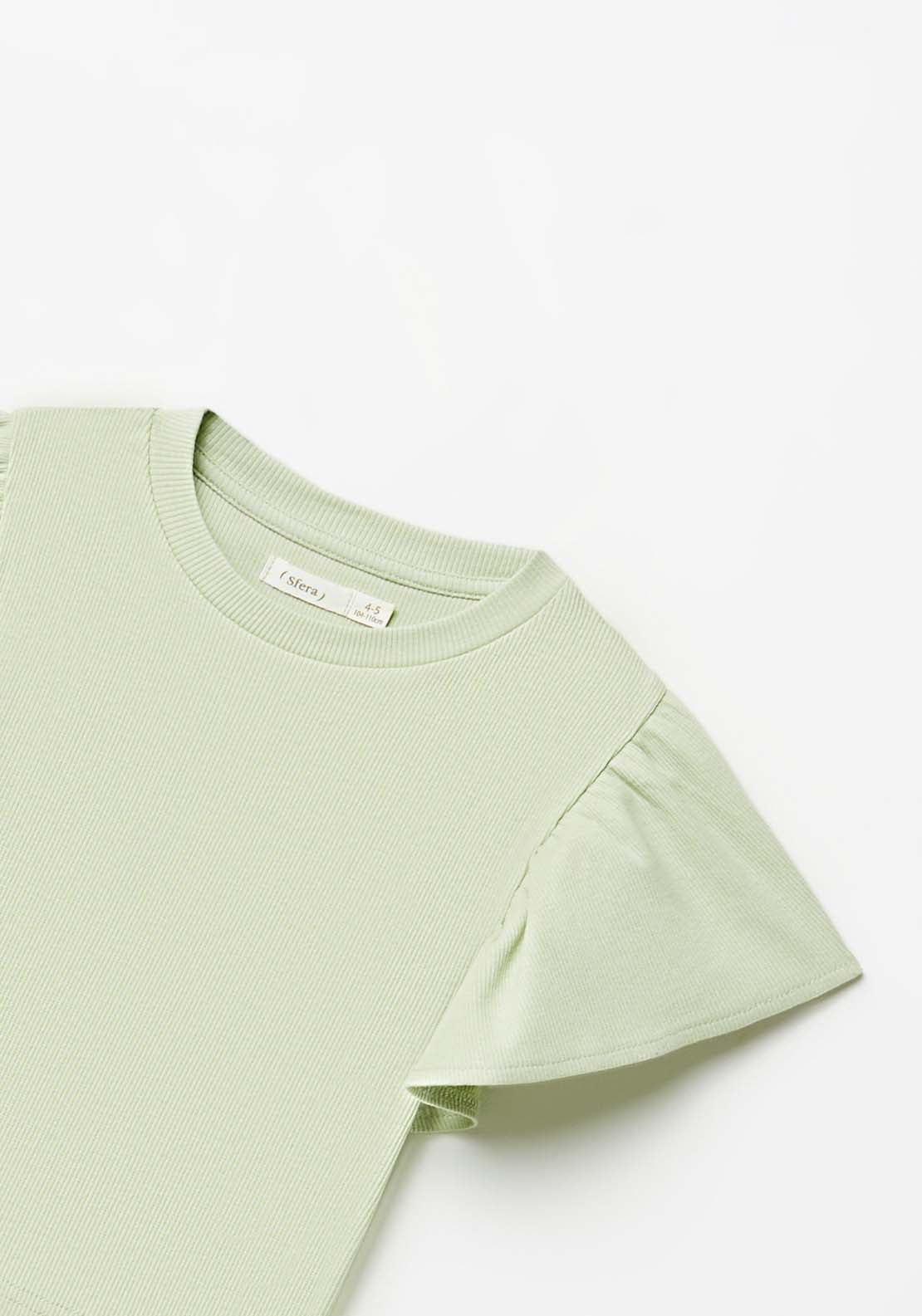 Sfera Rib Ruffle T-Shirt - Green 4 Shaws Department Stores