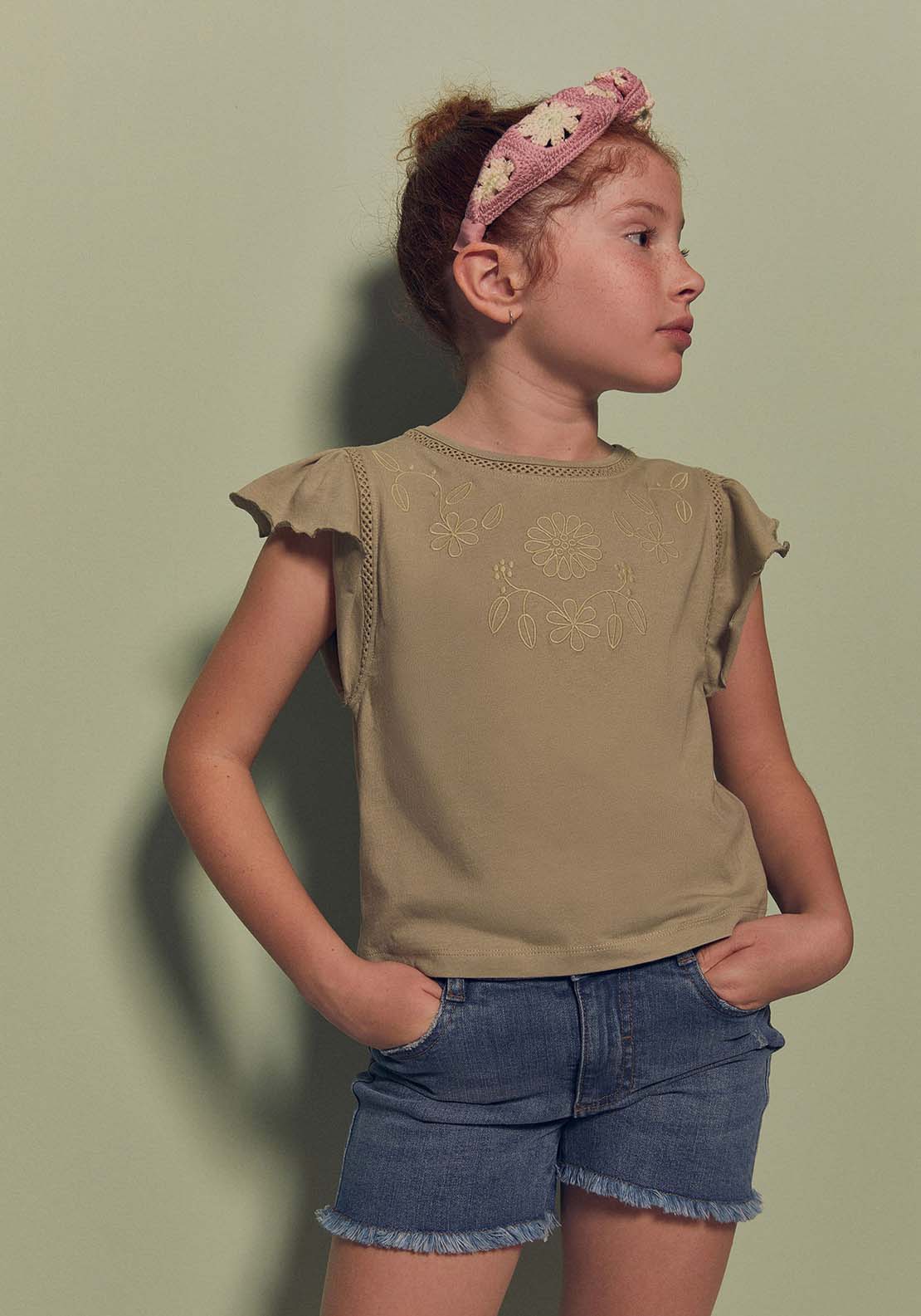 Sfera Embroidered T-Shirt - Green 1 Shaws Department Stores
