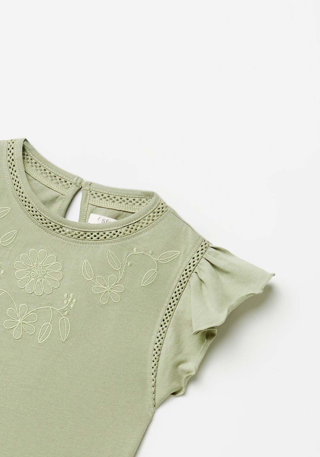 Sfera Embroidered T-Shirt - Green 3 Shaws Department Stores
