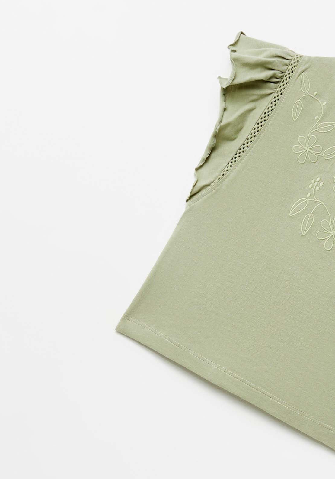 Sfera Embroidered T-Shirt - Green 4 Shaws Department Stores
