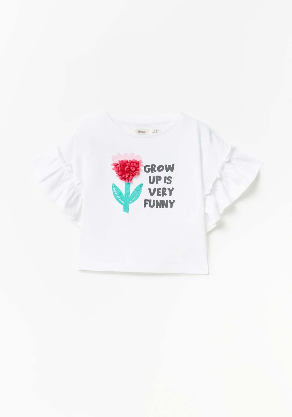 Sfera Tulle Flower T-Shirt - White 1 Shaws Department Stores