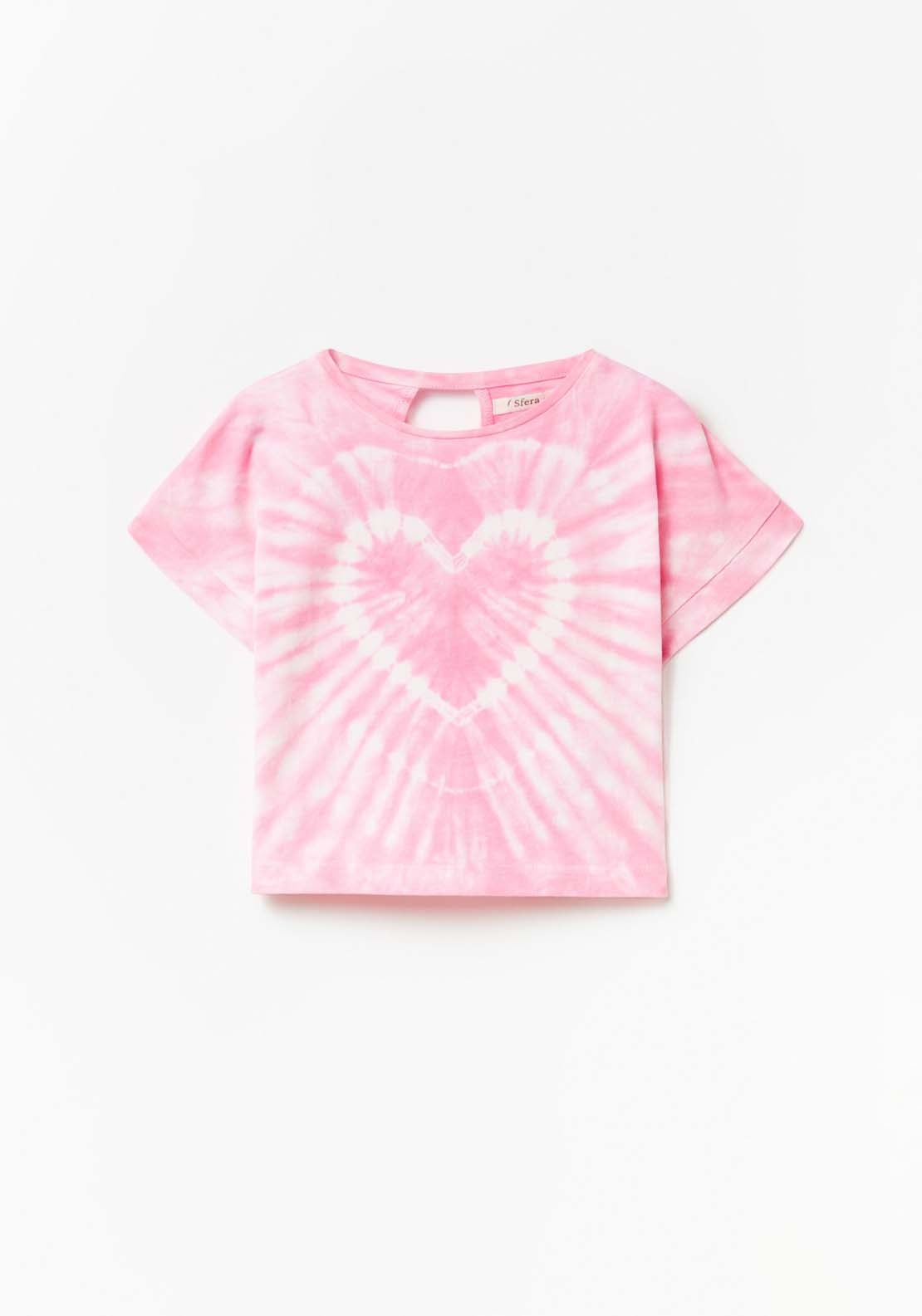 Sfera Tie Dye Love Heart T-Shirt - Pink 1 Shaws Department Stores