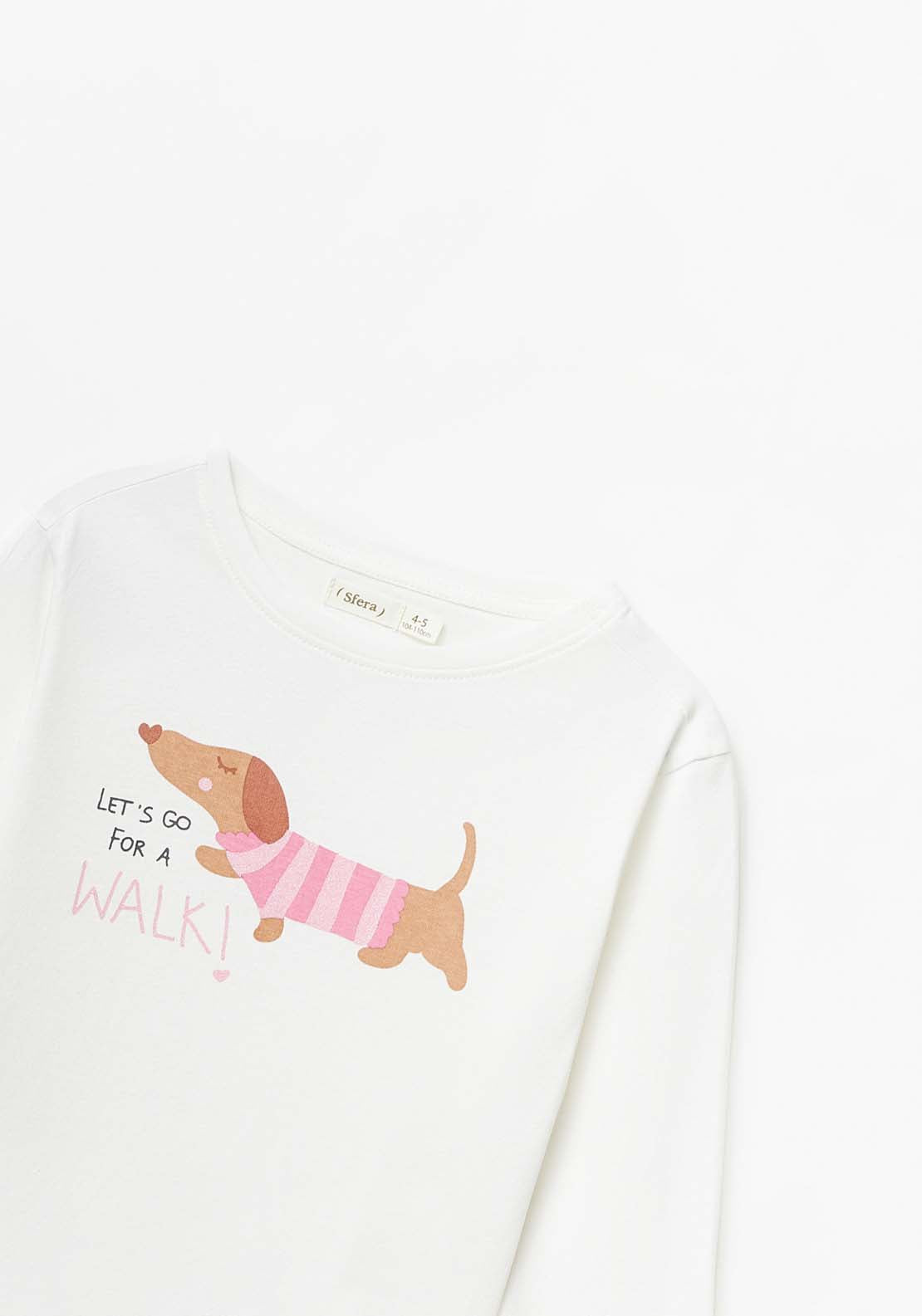 Sfera Long Sleeve Dog Tshirt - Ecru 2 Shaws Department Stores