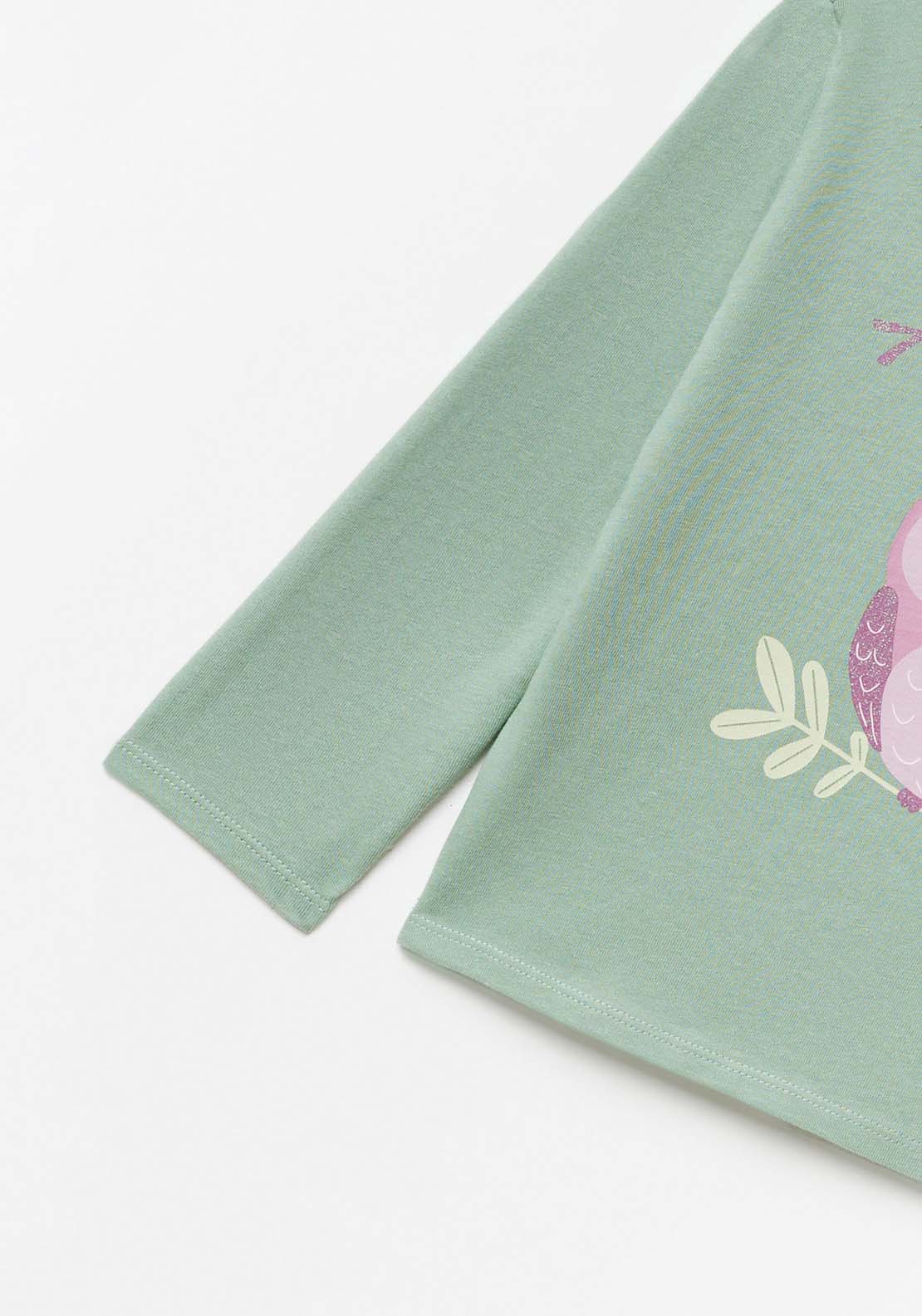 Sfera Long Sleeve Owl Tshirt - Green 3 Shaws Department Stores