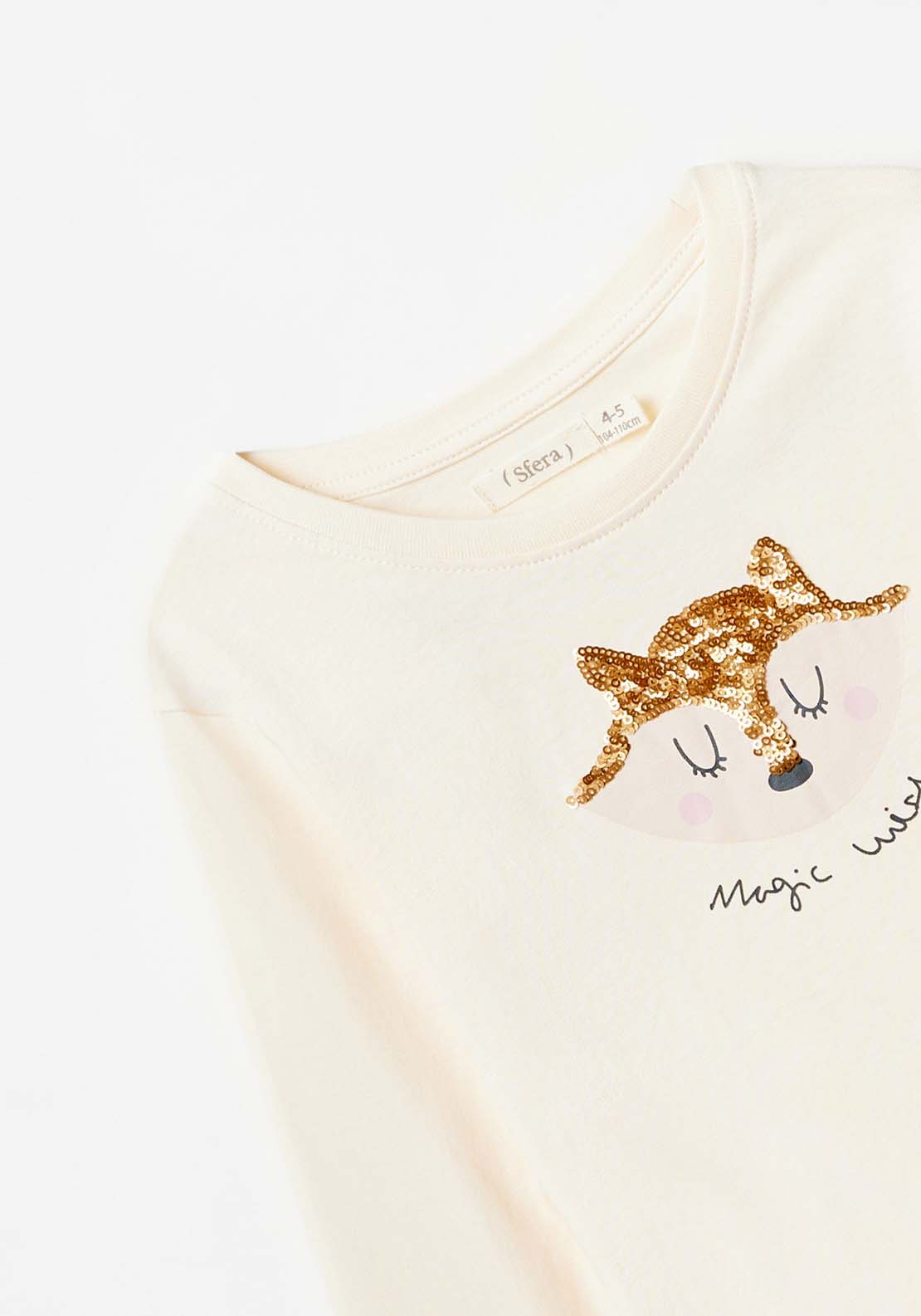 Sfera Long Sleeve Fox Tshirt - Ecru 2 Shaws Department Stores